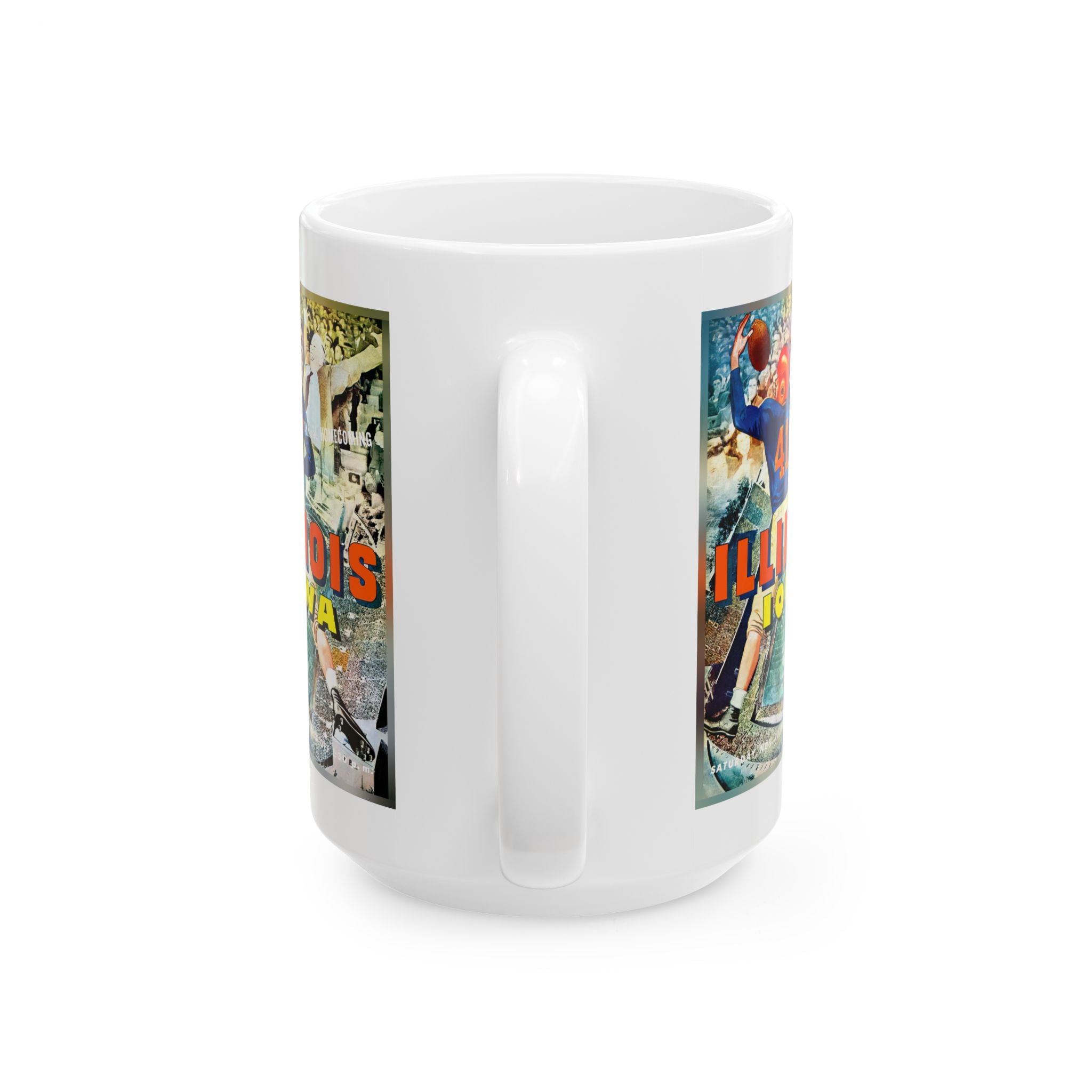 Vintage 1951 Football Illinois Iowa Ceramic Mug, Sports Fan Gift, College Football Memorabilia, Coffee Cup, Drinkware, Tea Mug