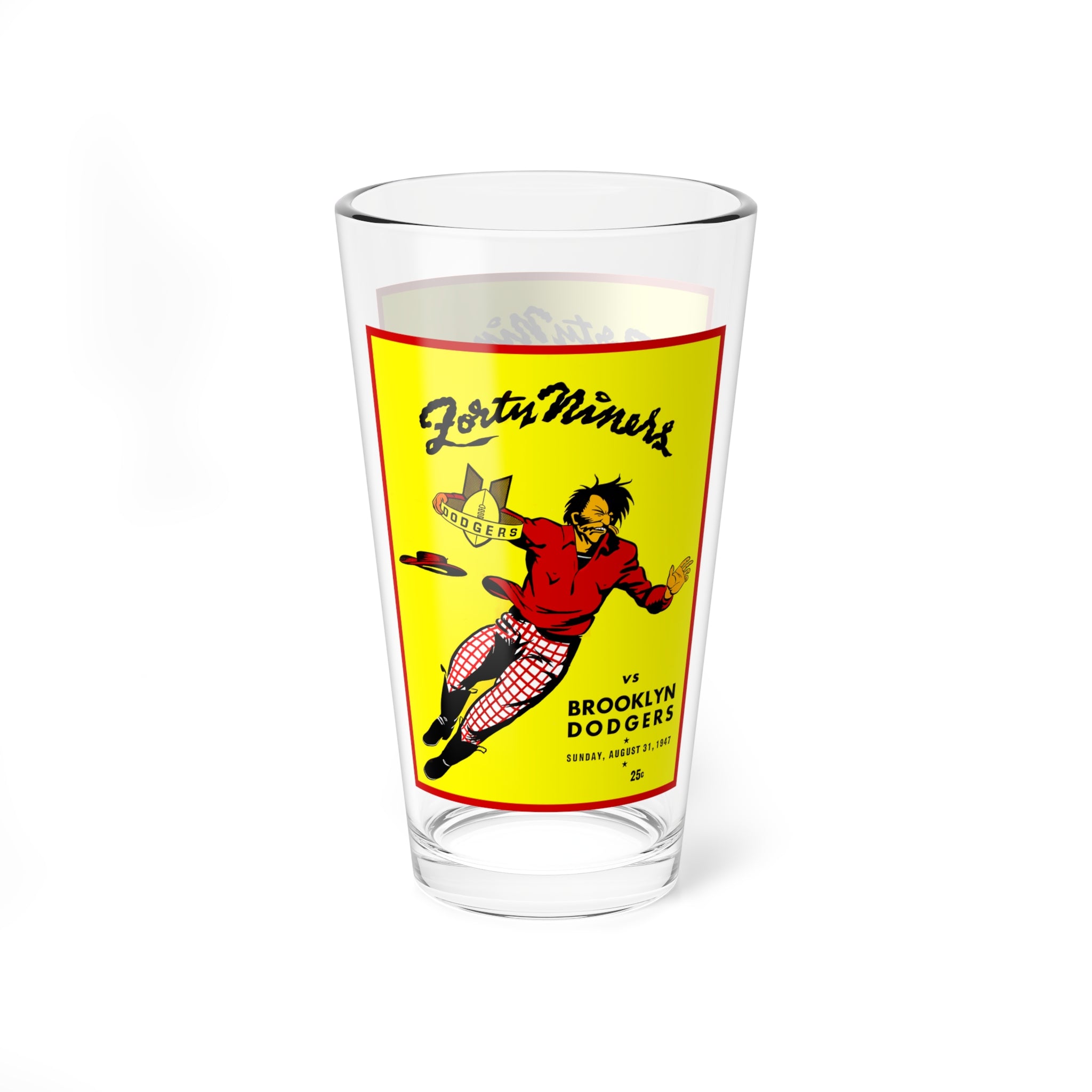 Mixing Glass, 16oz - 1947 Football San Francisco 49ers-Brooklyn Dodgers, Vintage Sports Barware Gift, NFL Memorabilia Decor, Game Day Party
