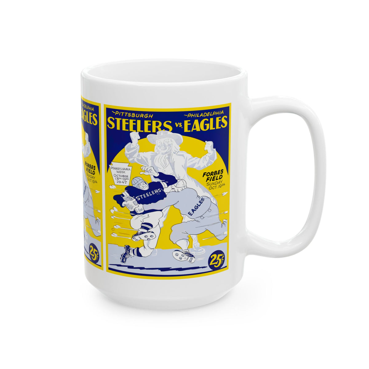 1947 Vintage Football Steelers vs Eagles  Game Program Cover Ceramic Mug (11oz, 15oz)