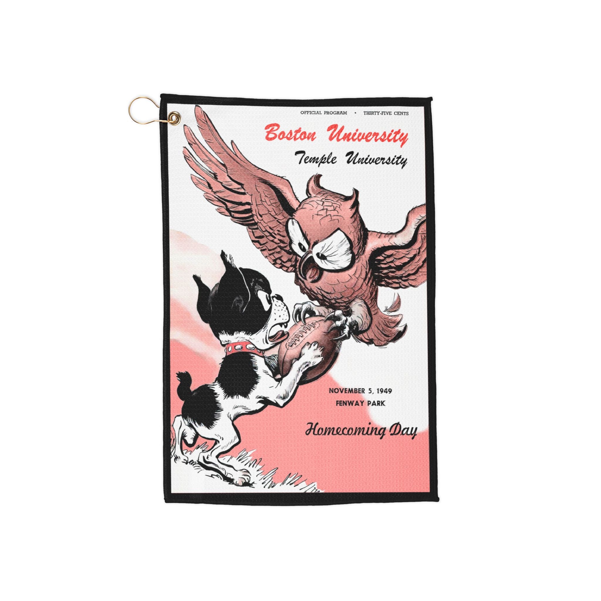 Vintage 1949 Football Boston University-Temple University Golf Towel, Sports Towel, Golf Accessory, Team Spirit Gift, Retro Golf Towel, Golf