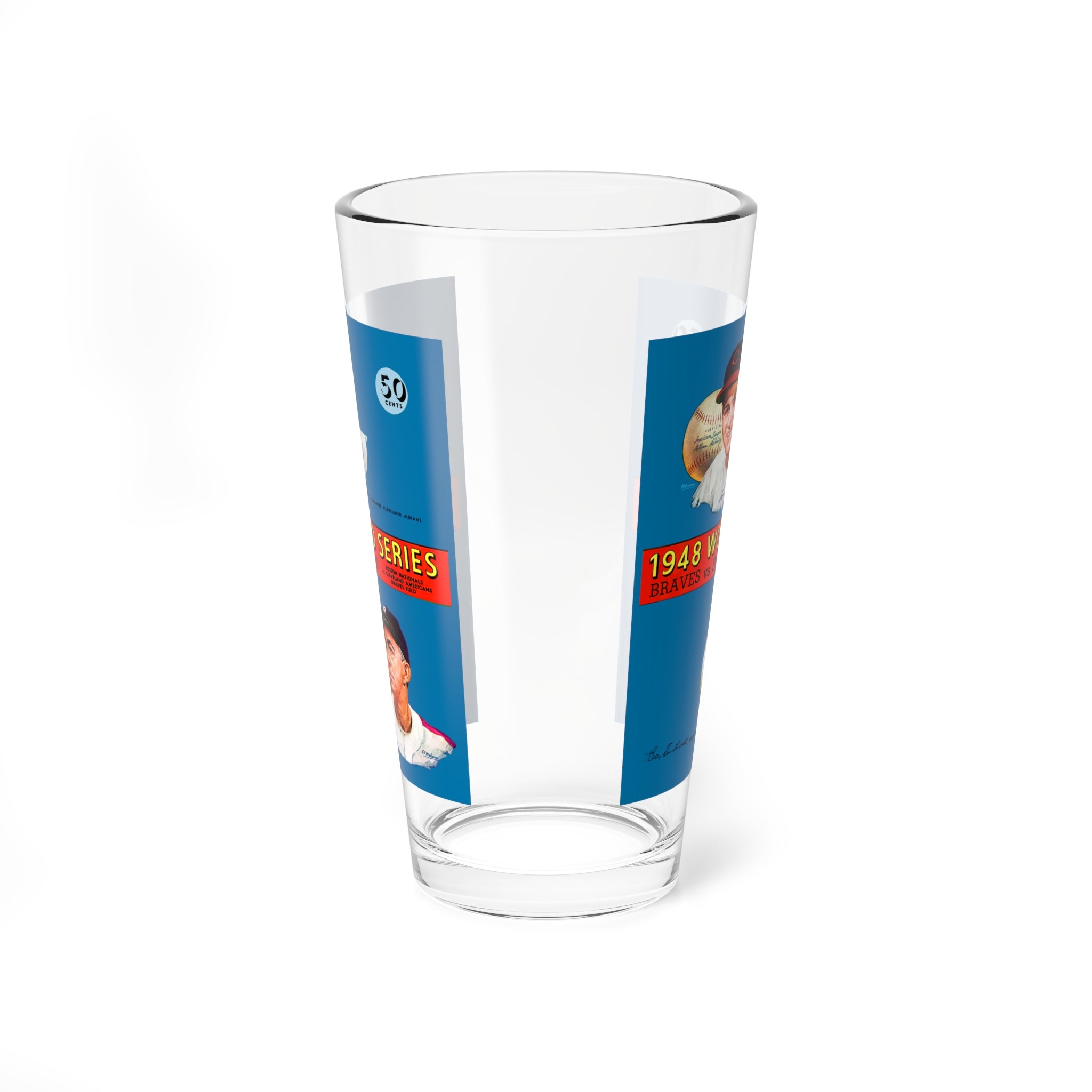Baseball World Series Mixing Glass, 16oz - 1948 Boston-Cleveland Collector's Item, Sports Memorabilia, Gift for Baseball Fans, Barware