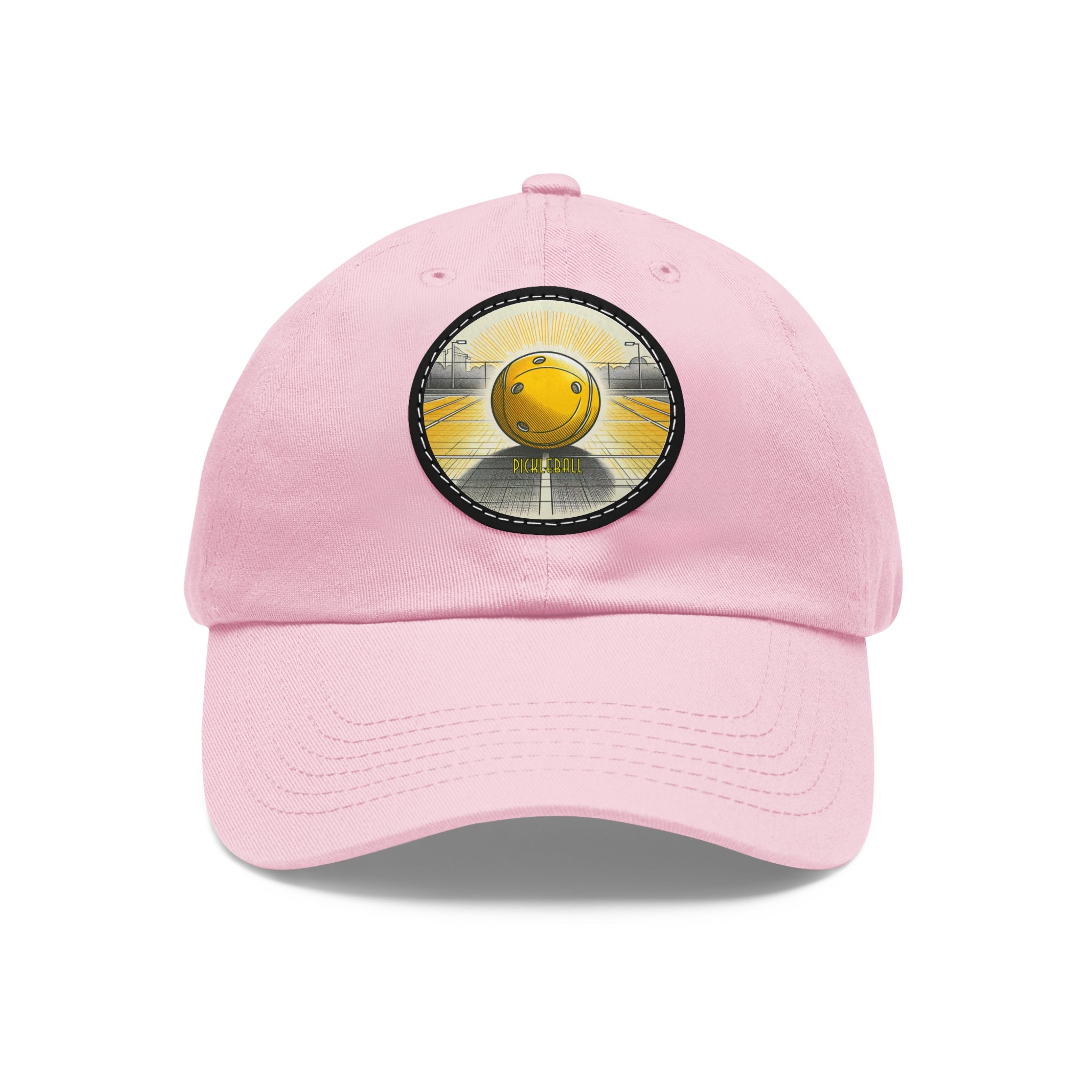 Pickleball - Dad Hat with Leather Patch (Round)