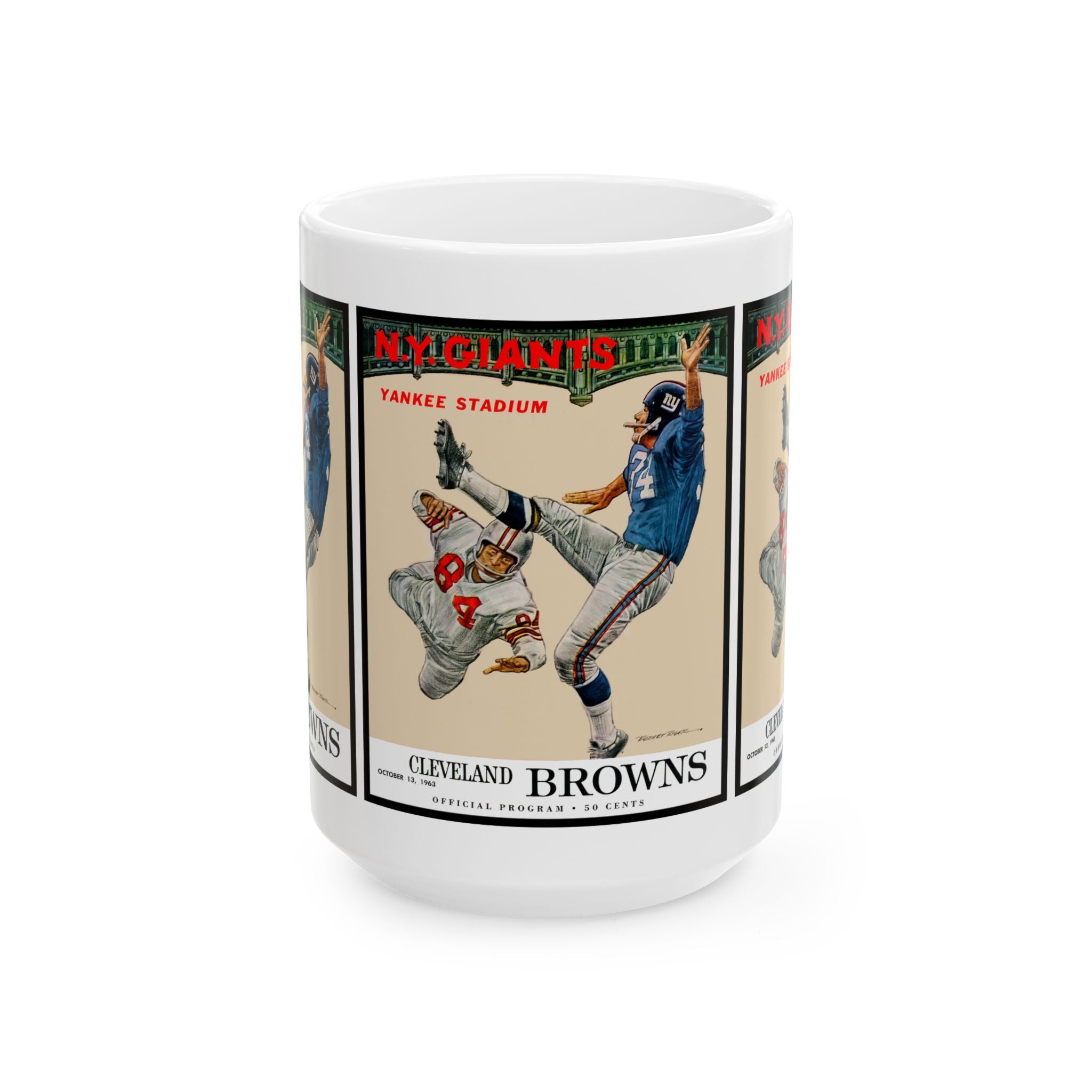 Ceramic Mug, 1963 New York Giants Football Cleveland Browns, Coffee Cup, Tea Mug, Sports Fan Gift, Vintage Football Memorabilia,Retro Design
