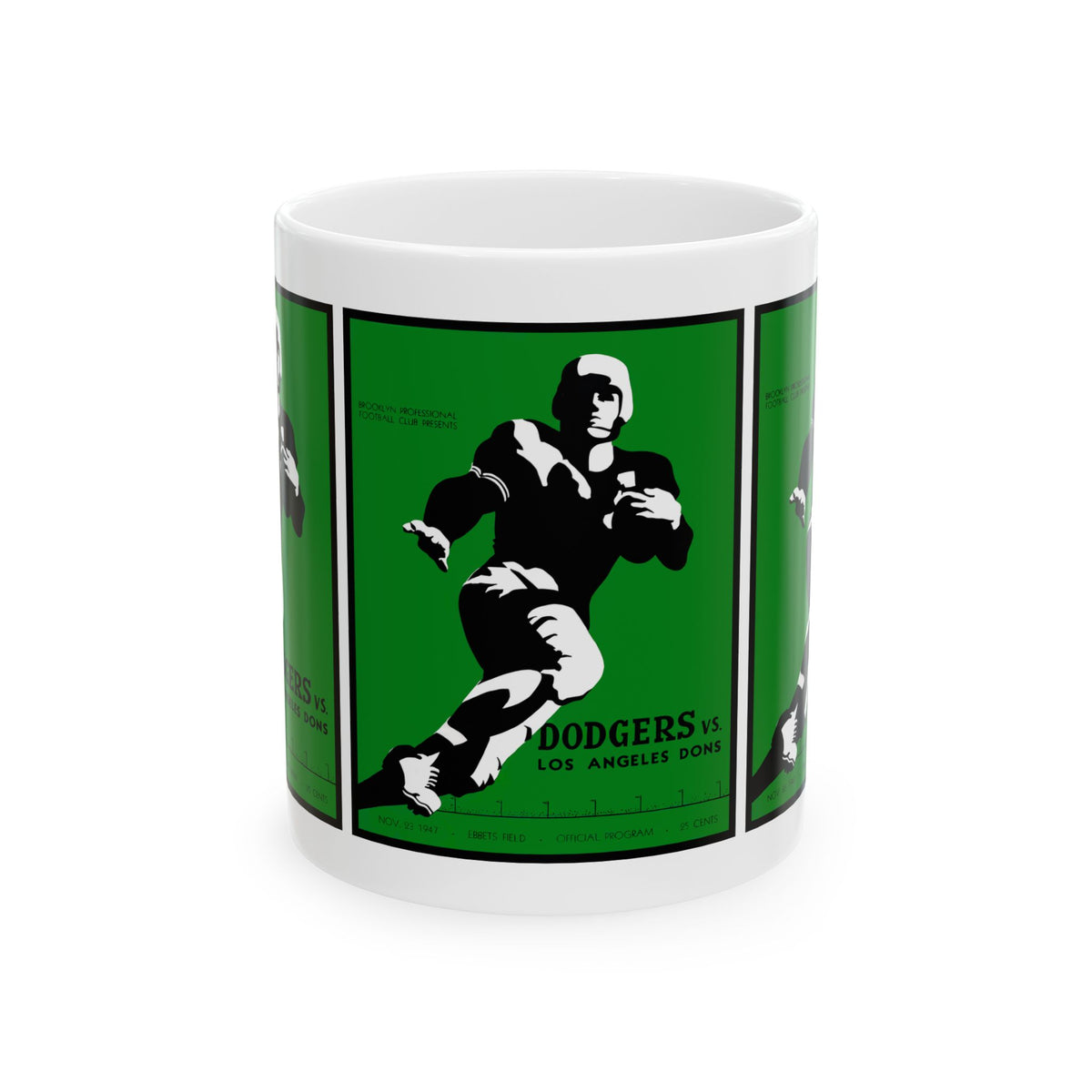 1947 Football Los Angeles Dons- Brooklyn Dodgers Program Cover Ceramic Mug — Vintage Football Design (11oz, 15oz)