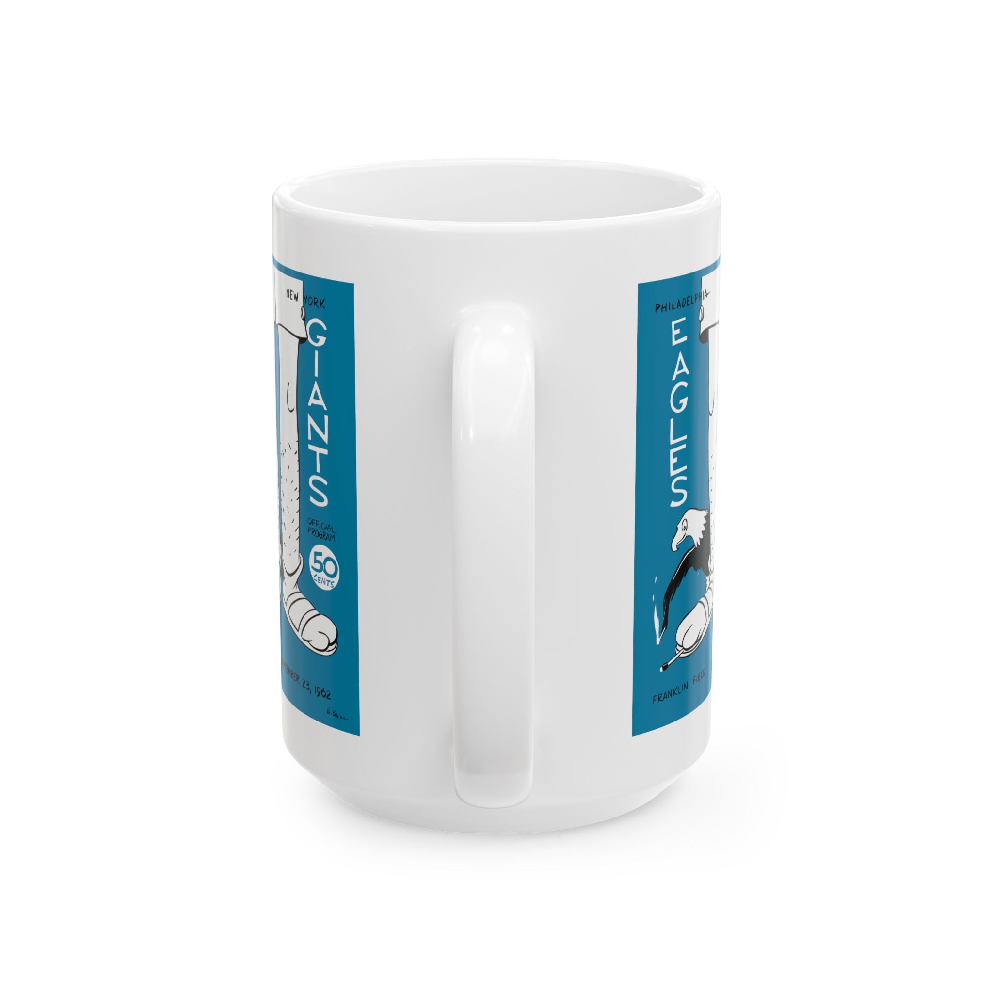 Vintage 1963 Eagles vs Giants Football Poster Ceramic Mug (11oz/15oz)