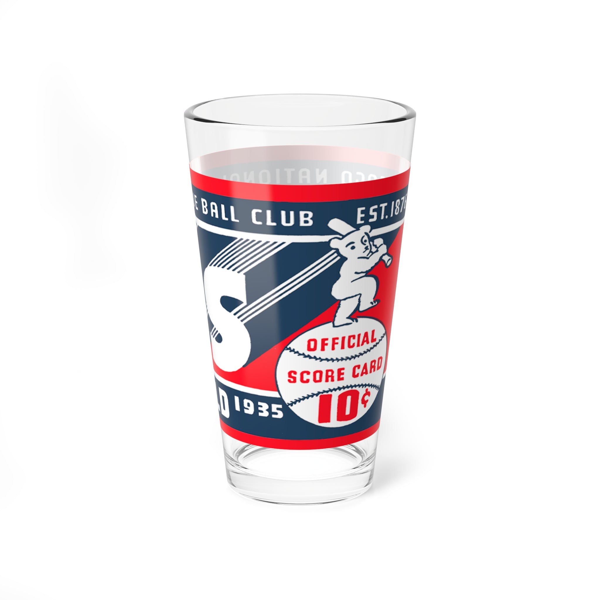 Mixing Glass, 16oz - 1935 Baseball Chicago Cubs Vintage Barware Collector Gift, Retro Drinkware, Baseball Fan, Sports Memorabilia Decor,