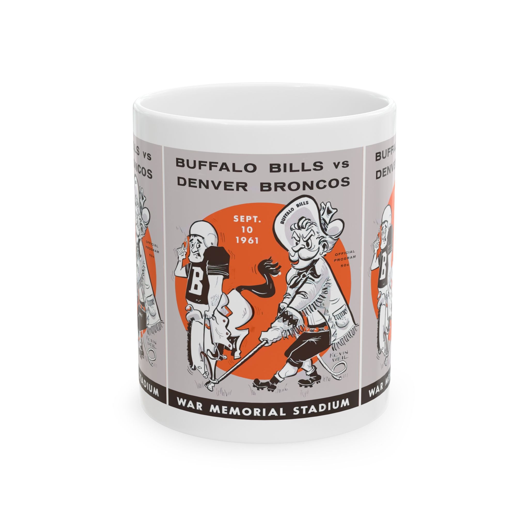 Vintage Buffalo Football Ceramic Mug, Football Sports Fan Gift, Retro Coffee Cup, Football Lover Tea Mug, 11oz 15oz