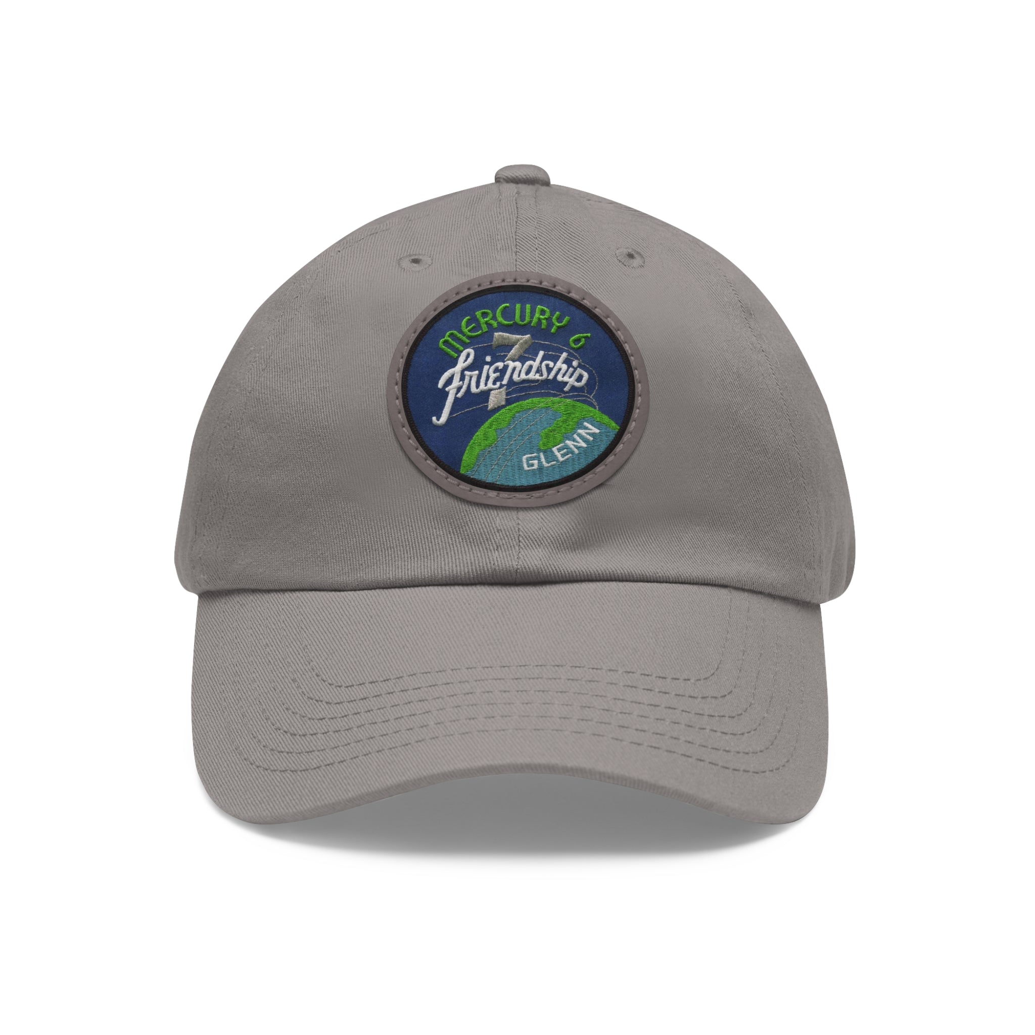 NASA - Mercury 6 - Friendship 7 Flight Patch - Dad Hat with Leather Patch (Round)