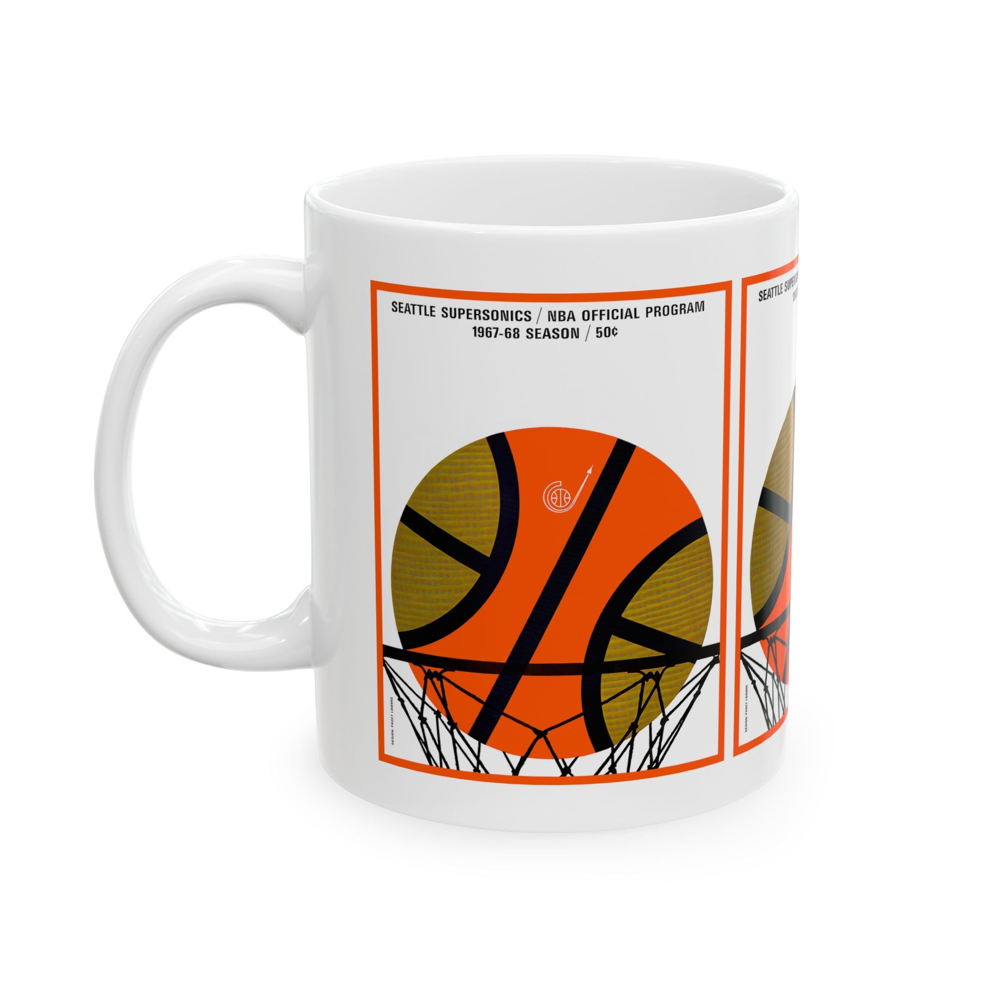 Basketball Seattle SuperSonics Ceramic Mug, Sports Fan Drinkware, Retro 60s Hoops Team Cup, 11oz 15oz Sizes, Vintage Basketball Gift