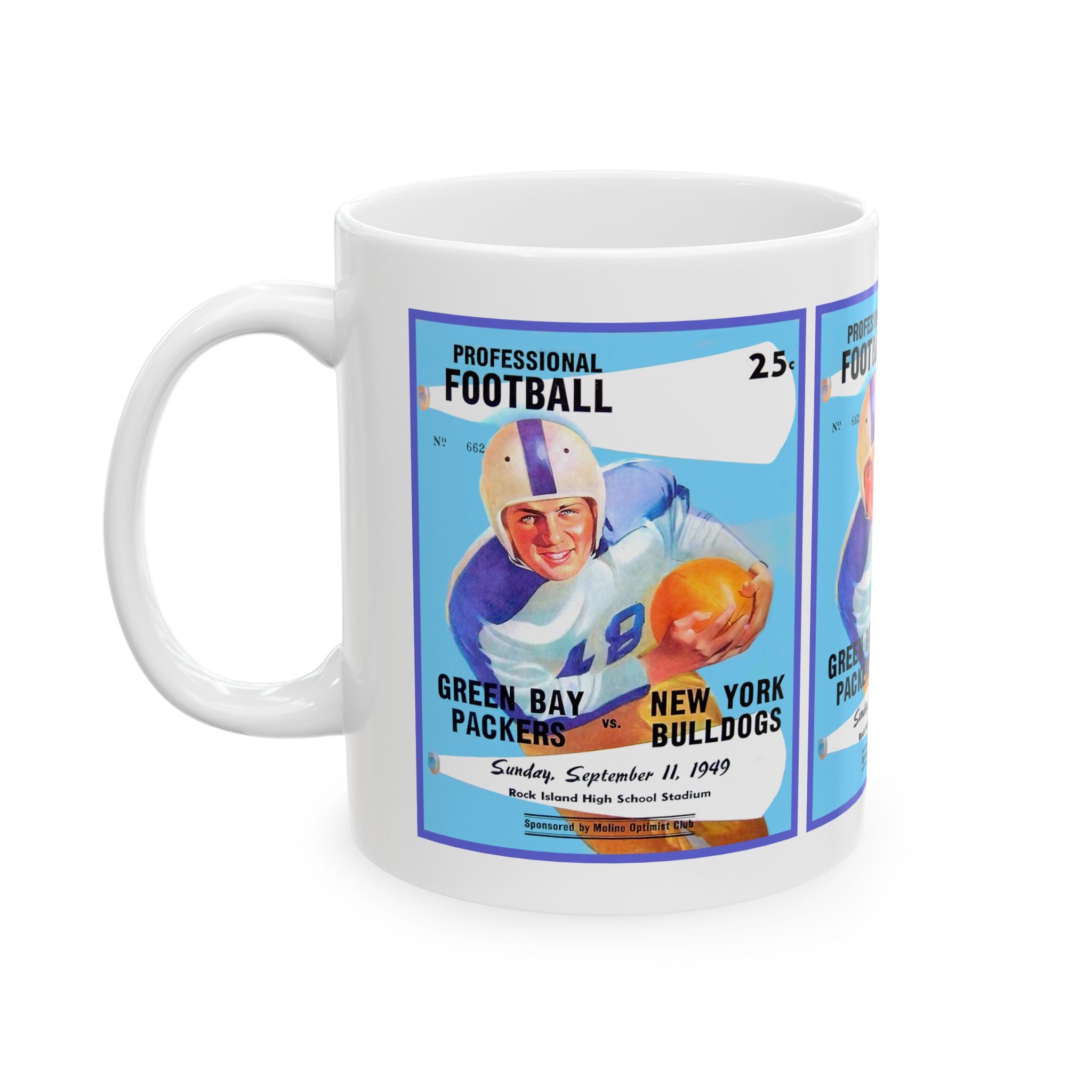 Vintage 1949 Football Packers-Bulldogs Ceramic Mug, Sports Fan Gift, Retro Team Logo Drinkware, Football Memorabilia Coffee Cup, Father's