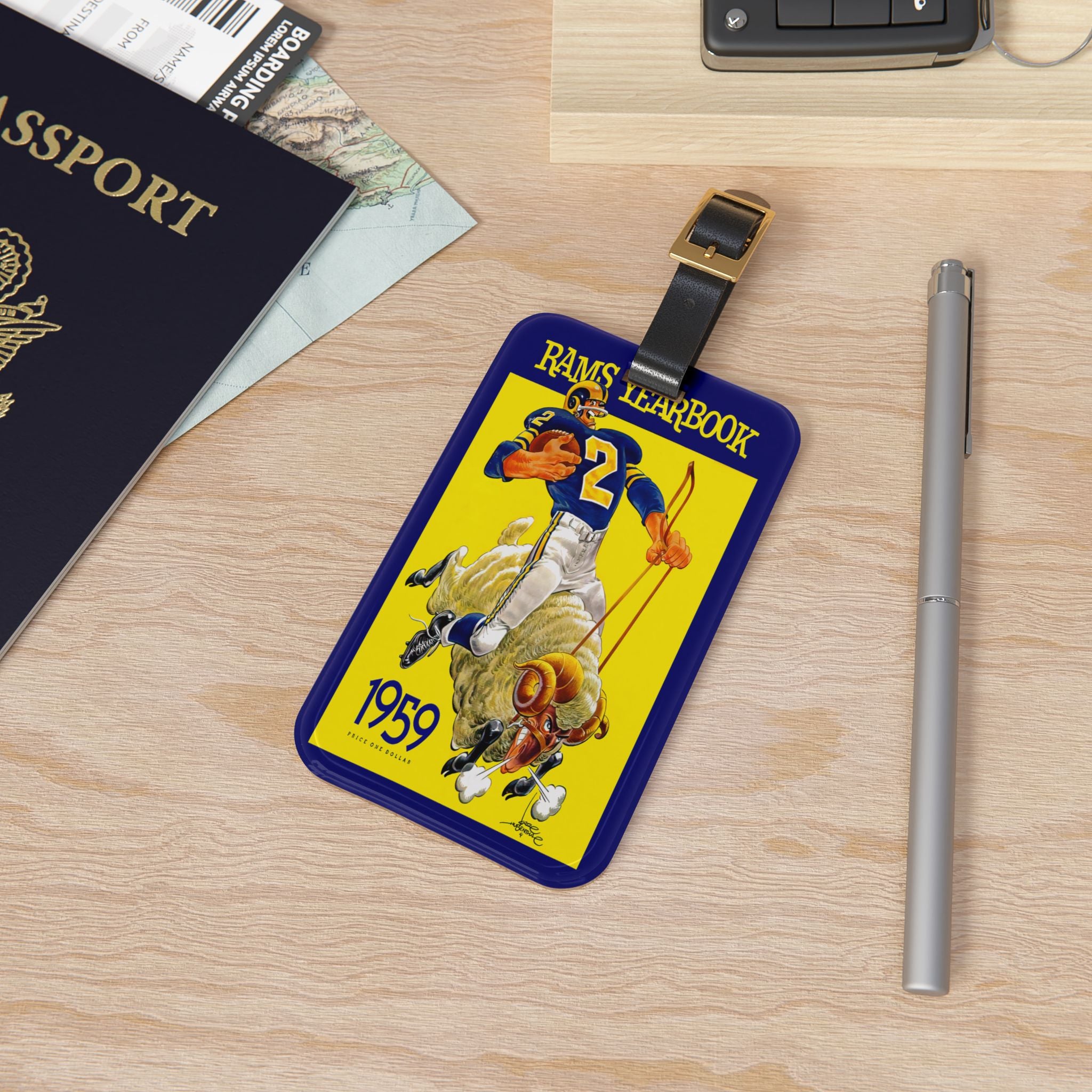1959 Football Los Angeles Luggage Tag | Vintage Sports Travel ID