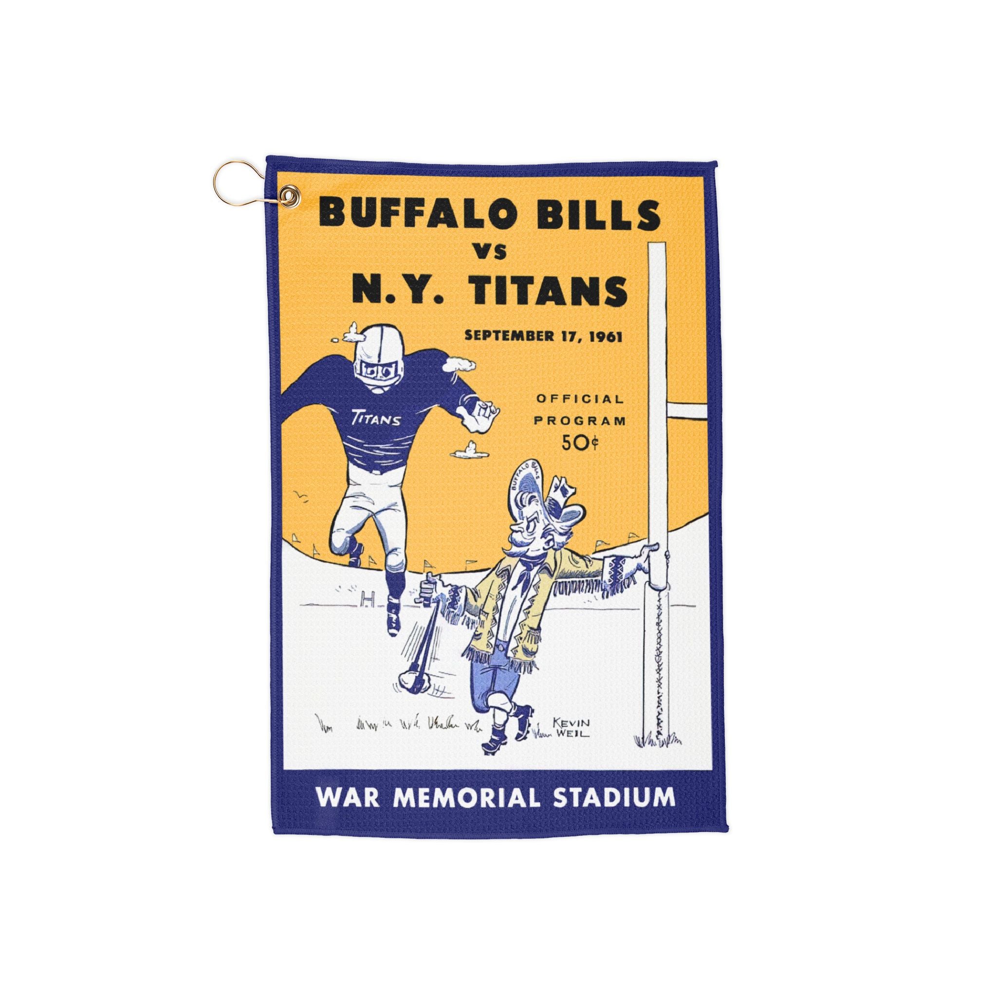 Vintage 1961 Football Golf Towels, Buffalo Bills-New York Titans Sports Towel, Retro Fan Gift, Golfing Accessories, Gridiron Memorabilia