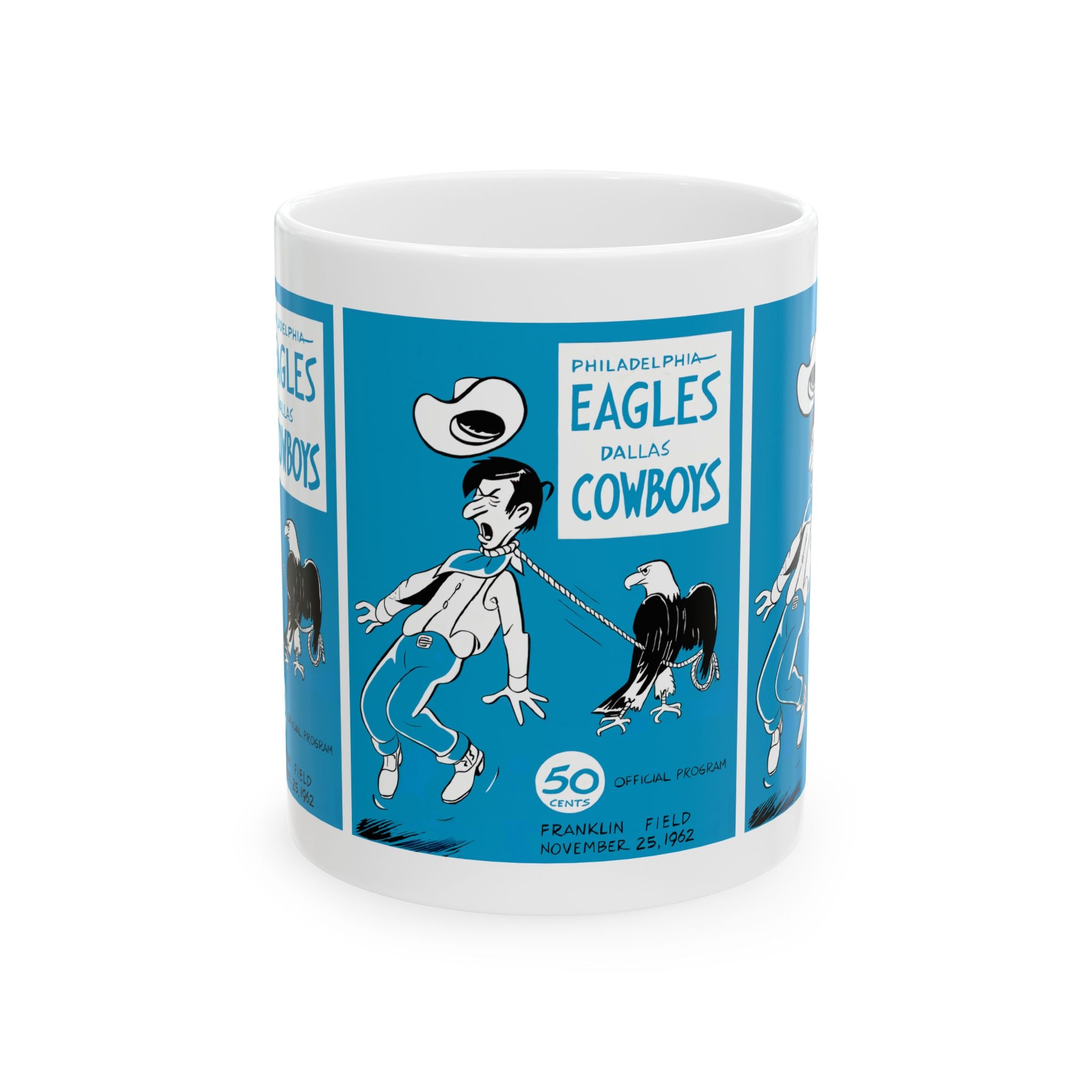 Vintage Dallas Cowboys - Philadelphia Eagles Ceramic Mug, 11oz 15oz, Football Program Cover Memorabilia Gift, Collectible Cup, Sports Fan
