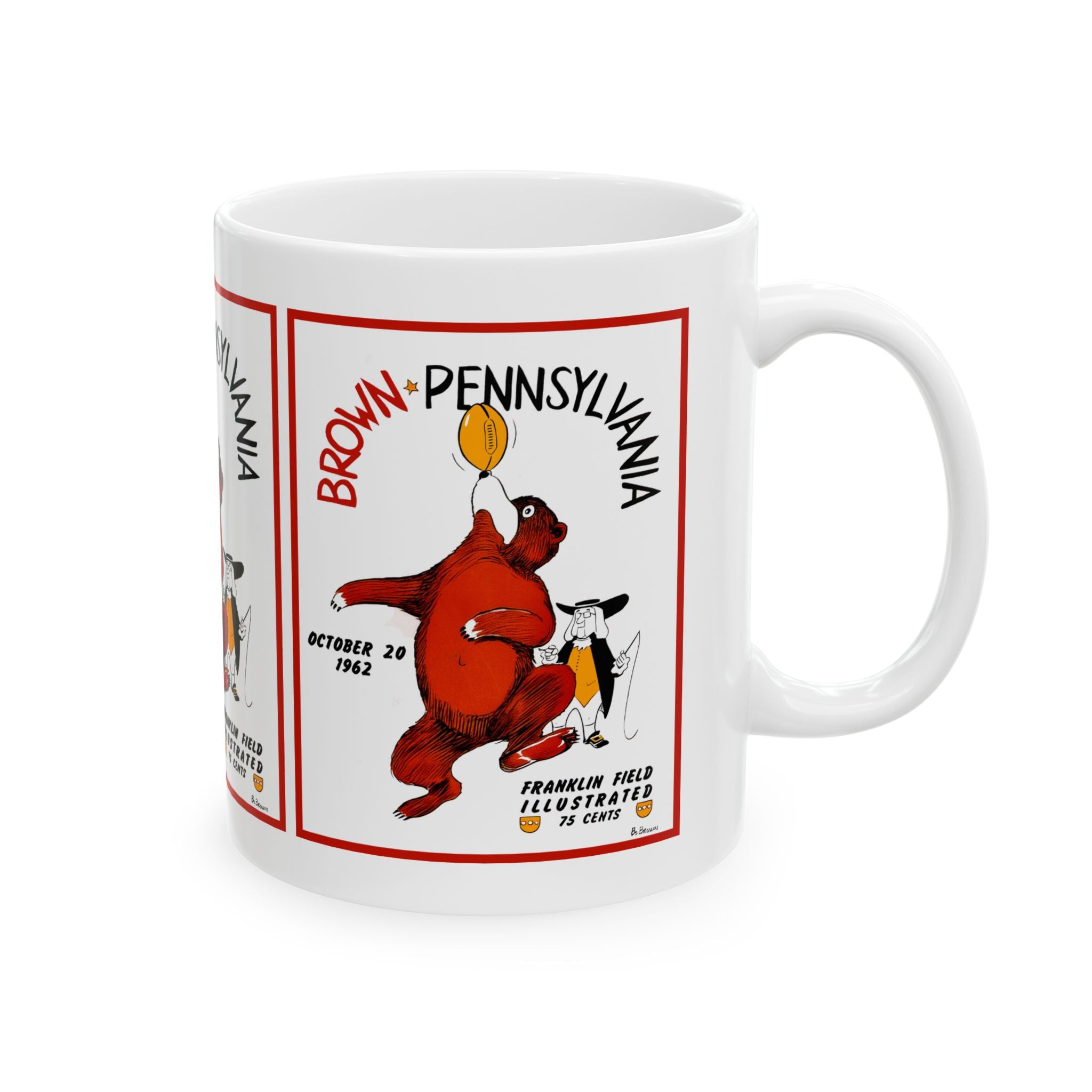 Ceramic Mug, 1962 Football Brown - Pennsylvania, Sports Fan Gift, Coffee Mug, Tea Cup, Hot Cocoa Mug, Unique Mug, Gift for Him, Gift for Her