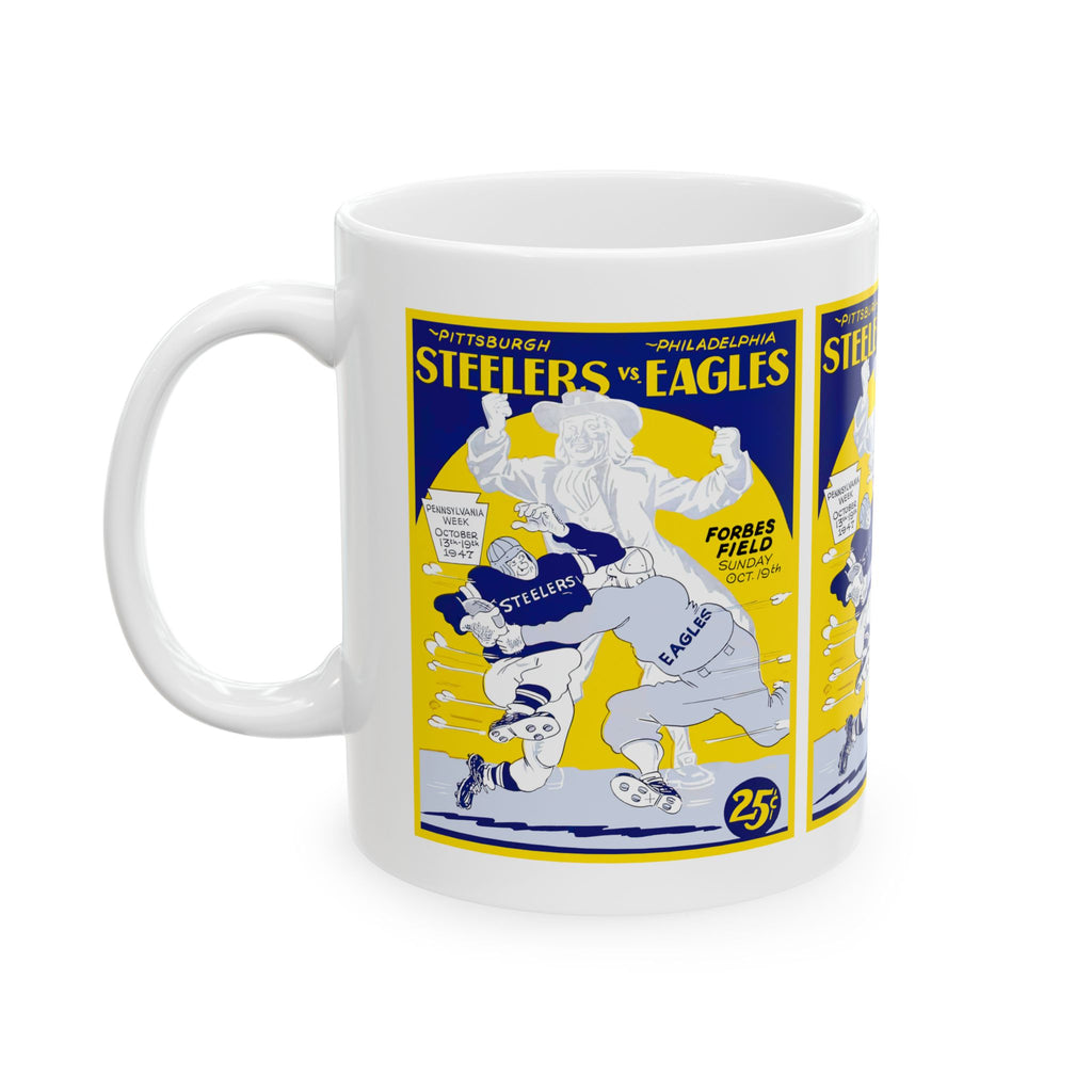 1947 Vintage Football Steelers vs Eagles  Game Program Cover Ceramic Mug (11oz, 15oz)