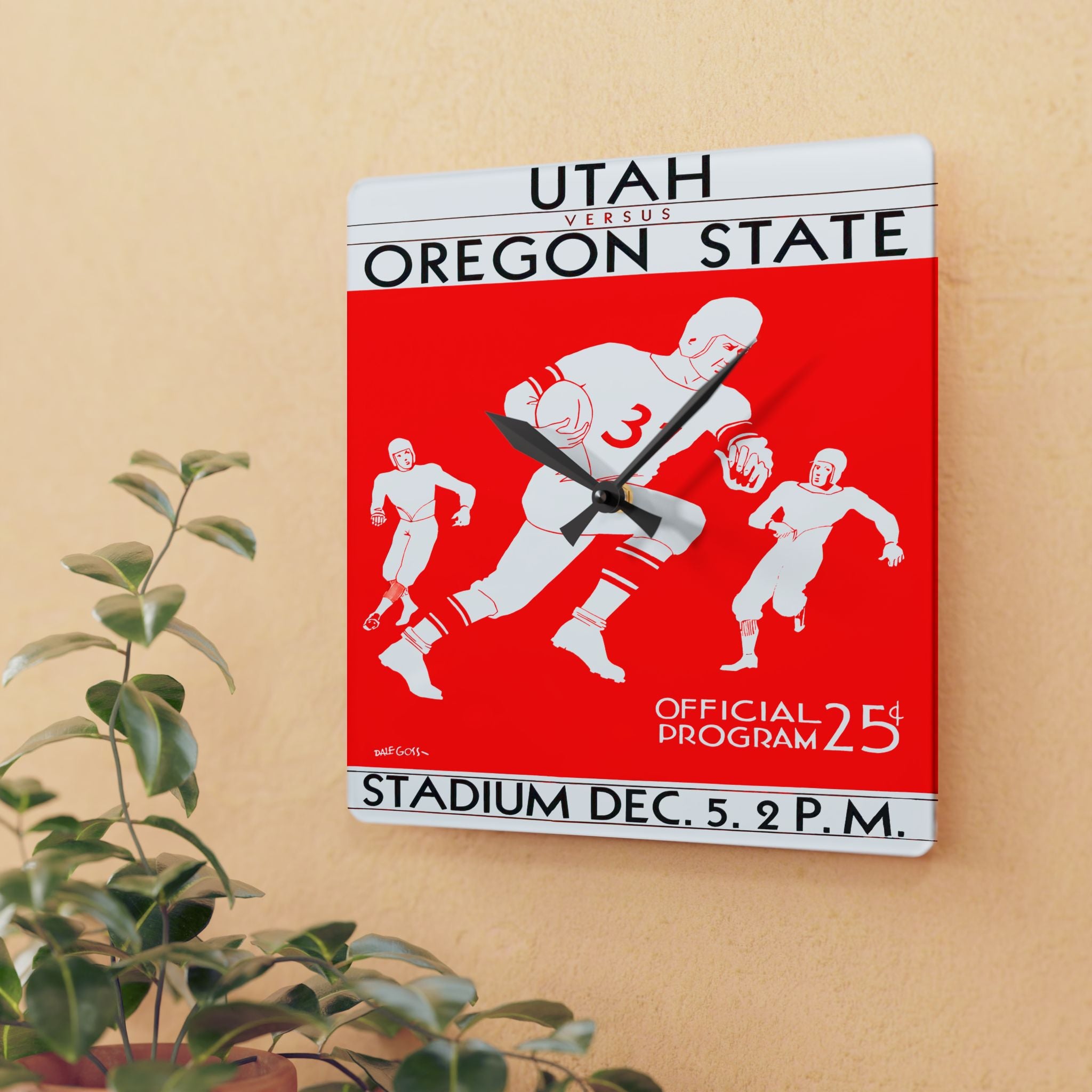 Vintage Football Program Acrylic Wall Clock, 1931 Utah Oregon State Football Program, Sports Memorabilia Clock, Unique Home Decor, Retro