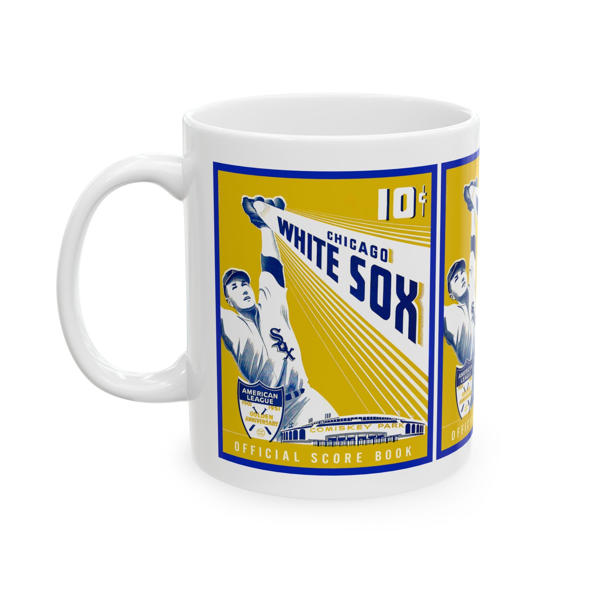 Vintage 1951 Chicago White Sox Golden Anniversary Ceramic Mug, 11oz - Retro Baseball Fan Gift, Sports Memorabilia, Coffee Cup, Home Kitchen