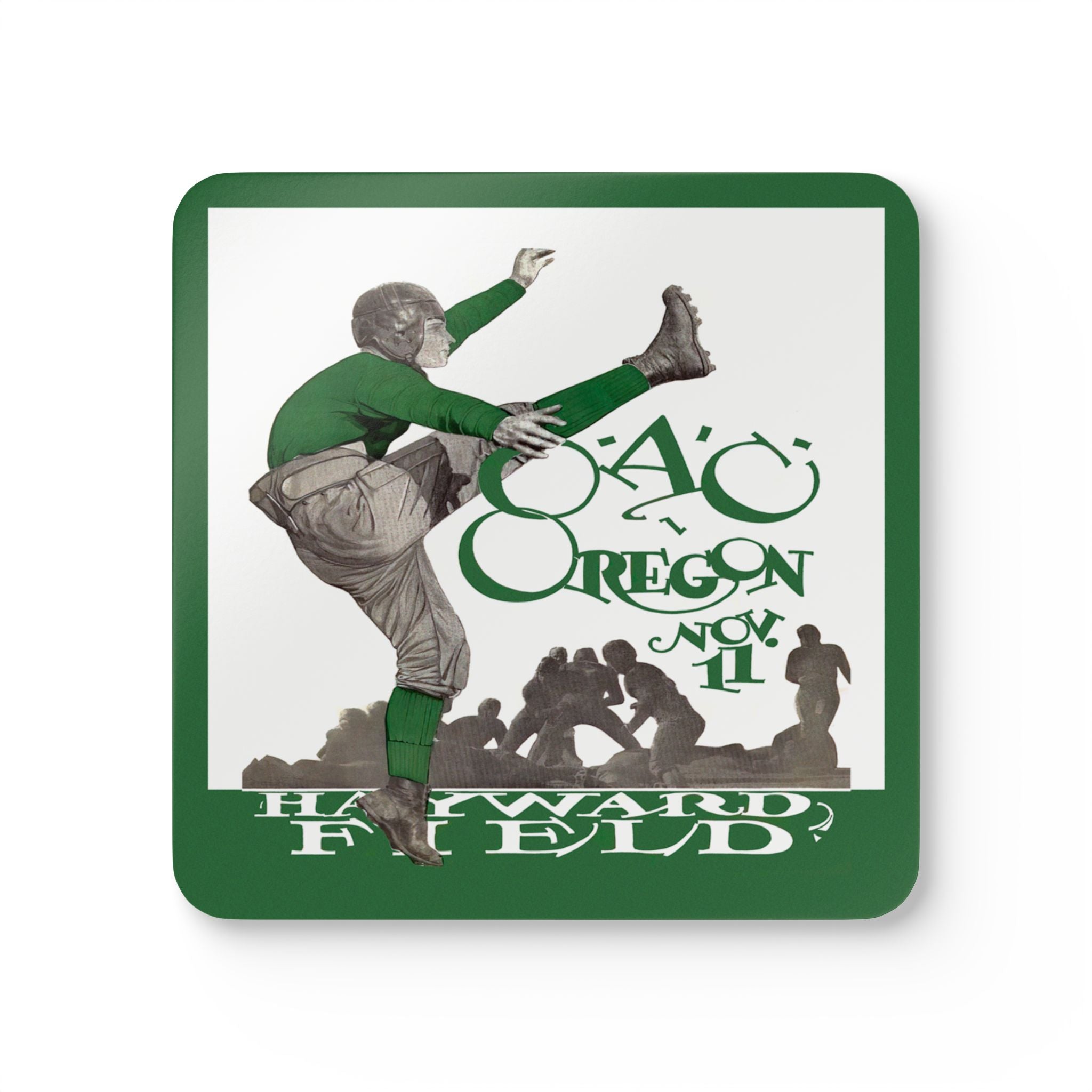 1927 Vintage Oregon State Beavers- University of Oregon Ducks Football Program Cover - Corkwood Coaster Set
