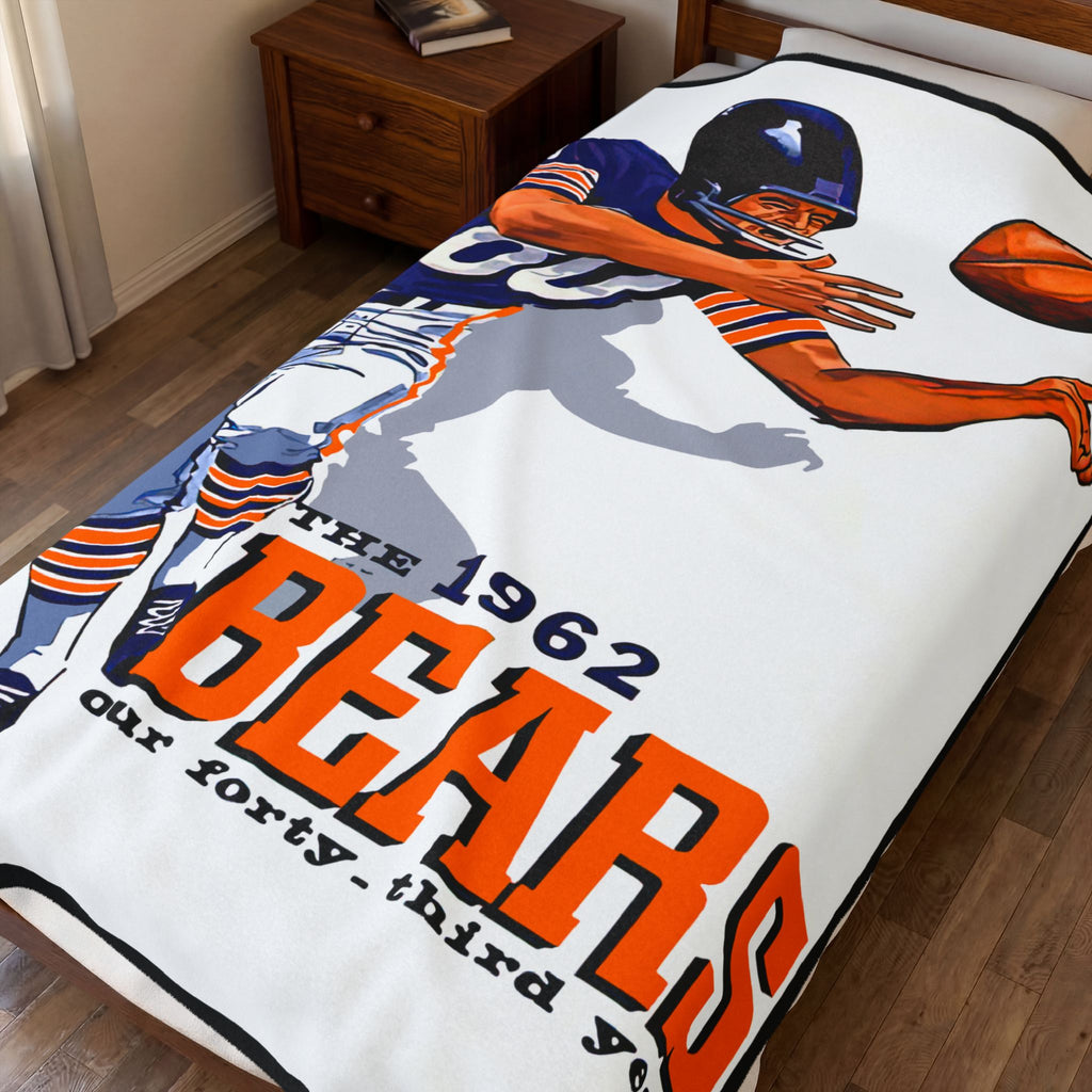 1962 Vintage Bears Football Velveteen Plush Blanket -Throw for Fans & Game Day