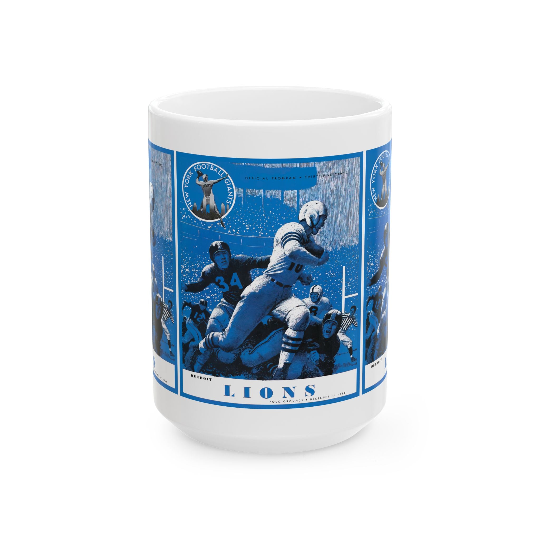 Football Ceramic Mug, Vintage 1953 New York Giants vs Detroit Lions, Sports Fan Gift, Game Day Cup, Tailgating Drinkware, NFL Memorabilia