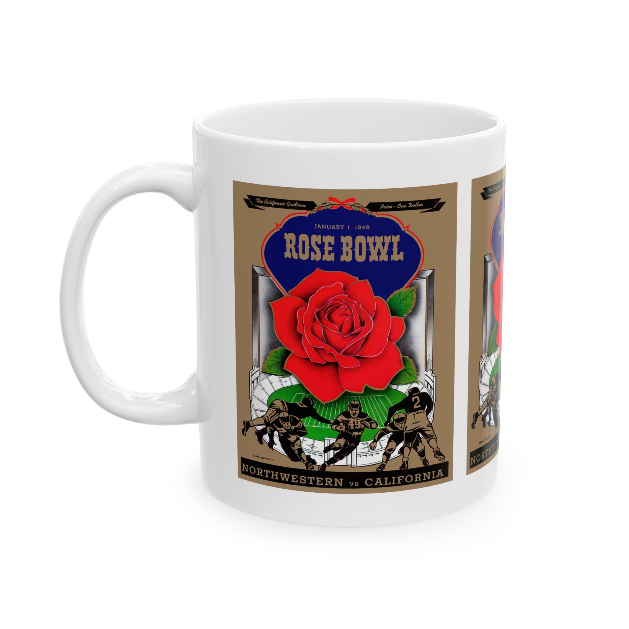 1949 Vintage Rose Bowl - Northwestern Wildcats - California Bears Football Program Cover - Ceramic Mug, 11oz