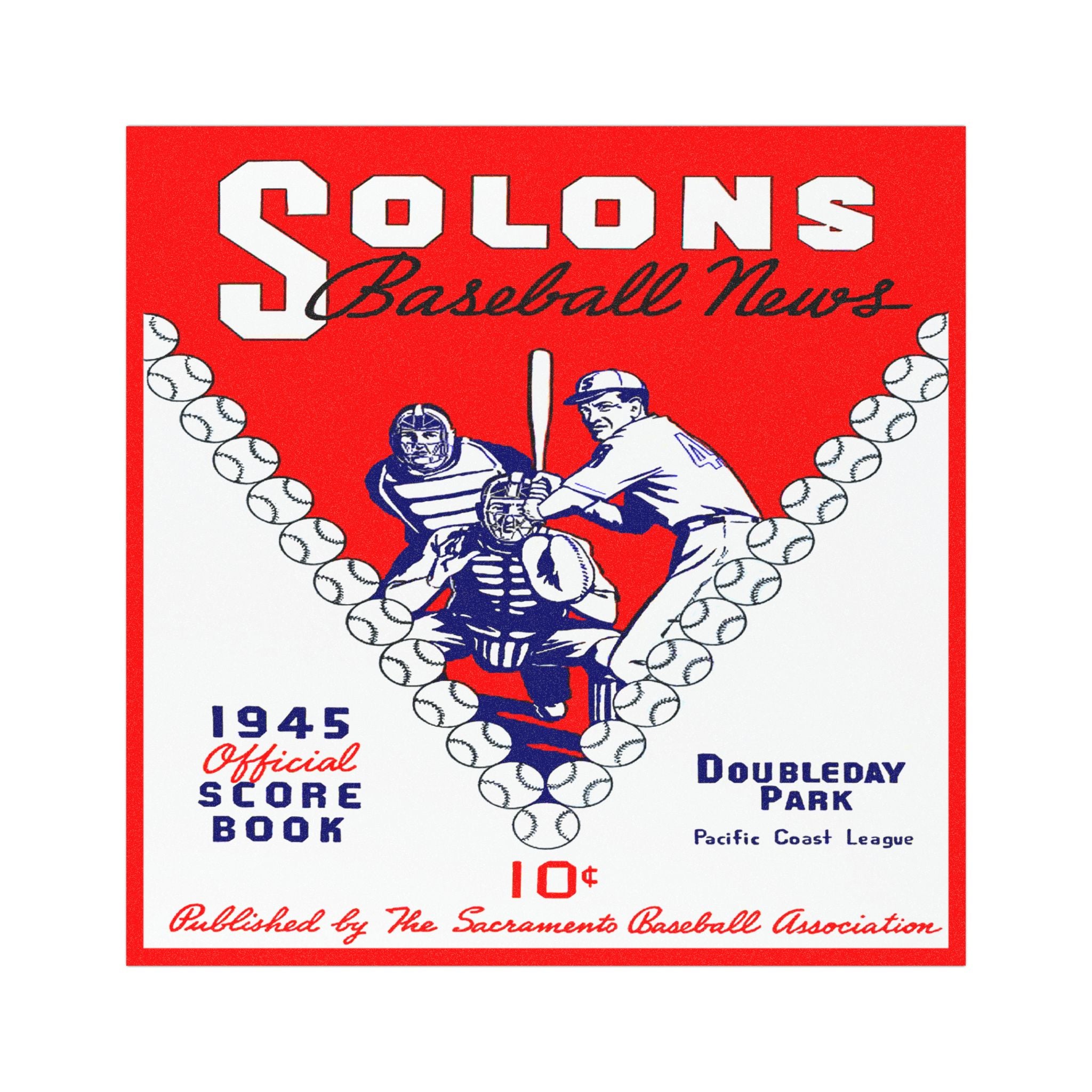 1945 Sacramento Solons Baseball Car Magnet