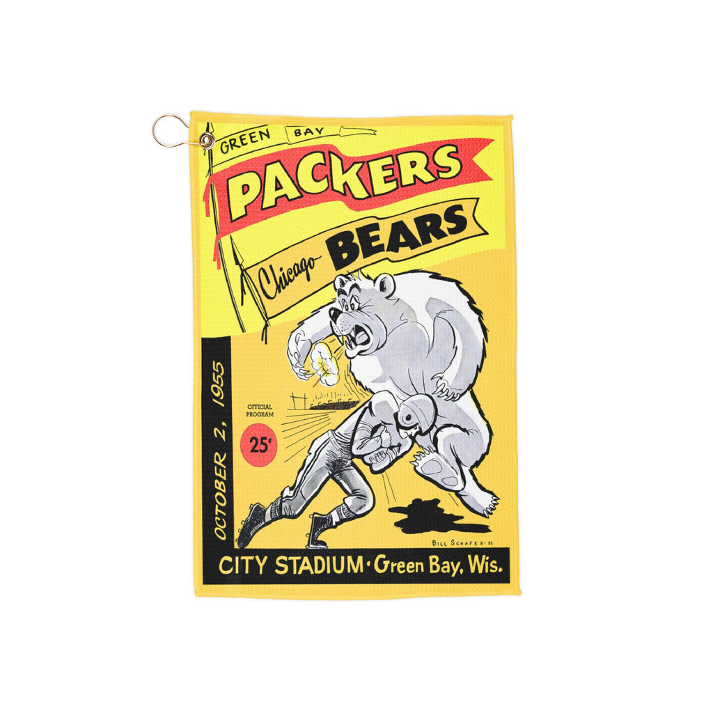 Sports Towel, 1955 Football Green Bay Packers-Chicago Bears Design, Great Gift for Sports Fans, Golf Accessories, Towel for Golf Bag, Golf