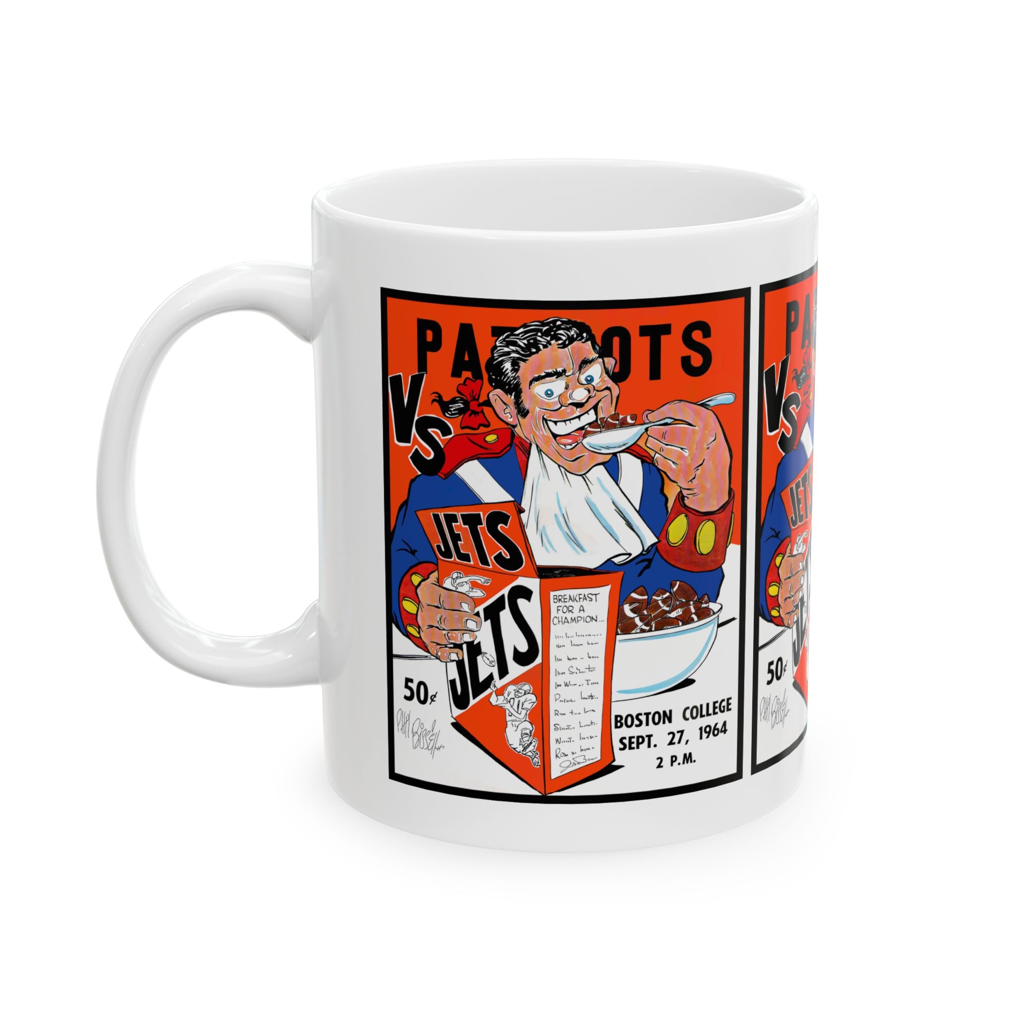 1964 Patriots vs Jets Football Mug | Retro Game Score Ceramic Coffee Cup 11oz and 15oz
