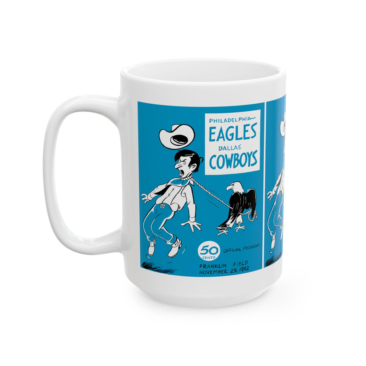 Vintage Dallas Cowboys - Philadelphia Eagles Ceramic Mug, 11oz 15oz, Football Program Cover Memorabilia Gift, Collectible Cup, Sports Fan