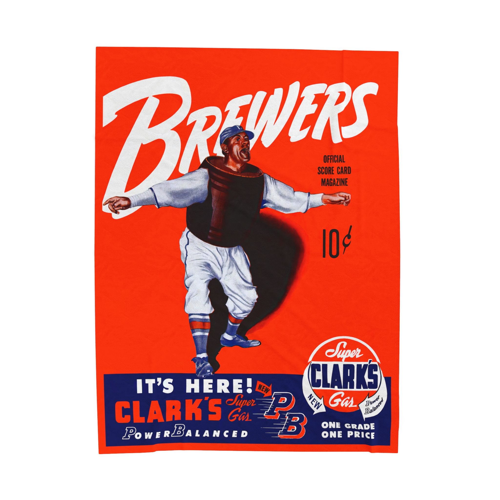 Milwaukee Brewers 1951 Vintage Program Cover Velveteen Plush Blanket