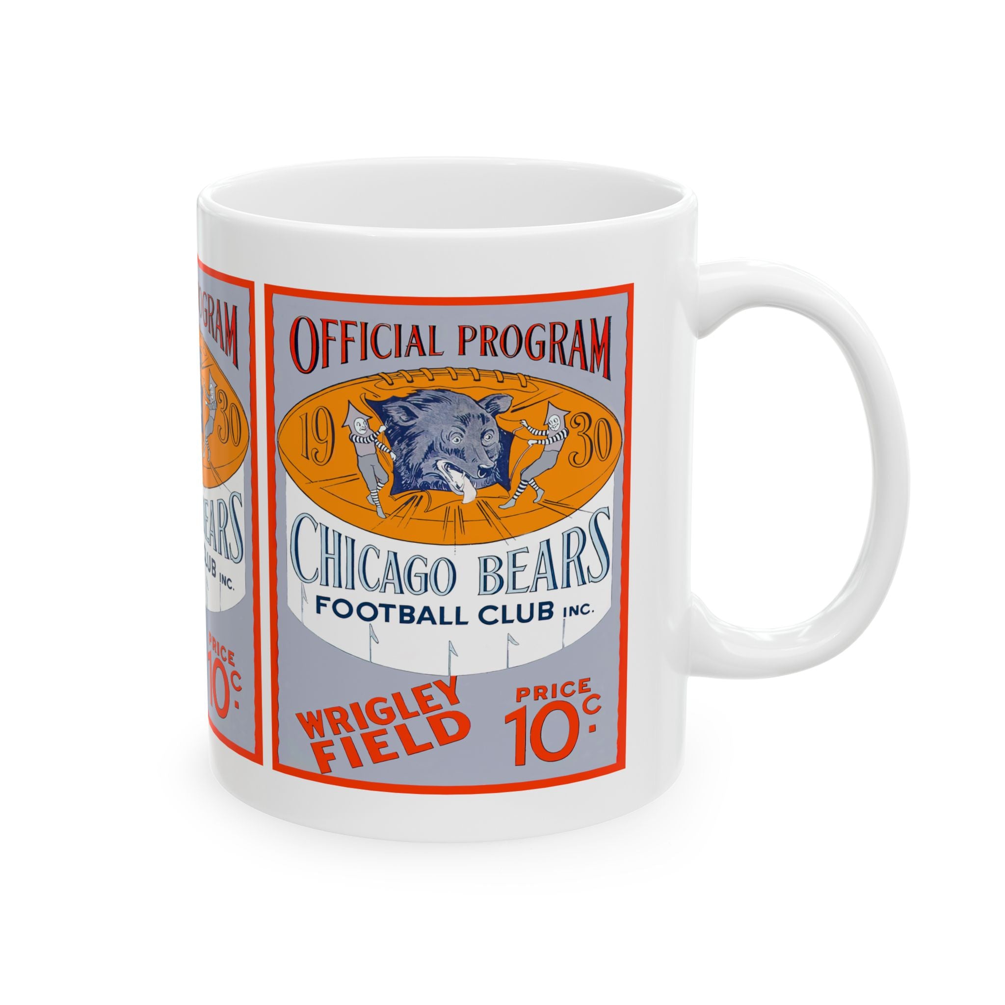 Ceramic Mug, 1930 Vintage Chicago Bears Football Program Cover, Sports Fan Gift, Coffee Cup, Tea Mug, Unique Souvenir, Football Memorabilia,