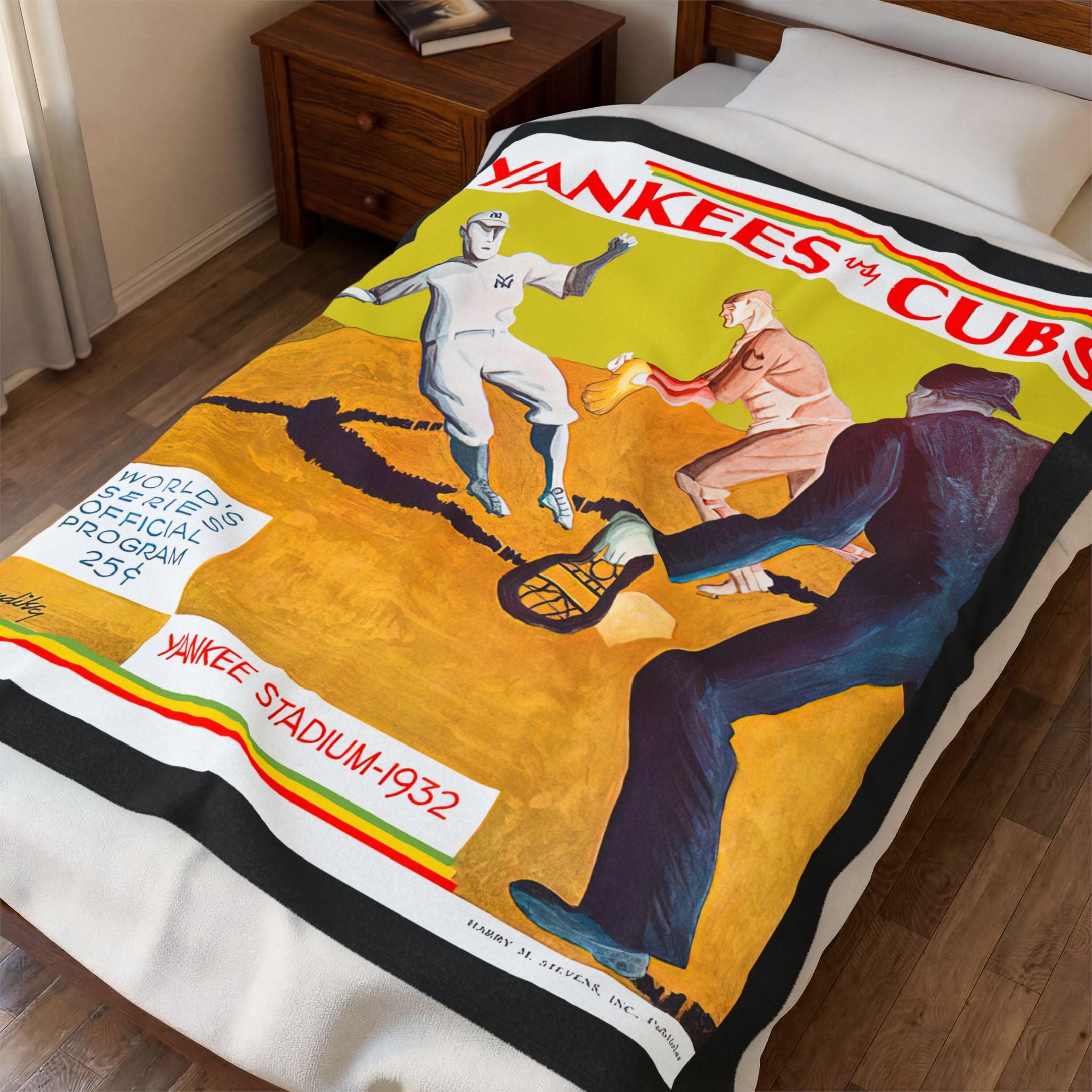 Velveteen Plush Blanket, 1932 Baseball World Series Yankees Cubs - Cozy Throw, Sports Fan Gift, Home Decor, Couch Blanket, Unique Present
