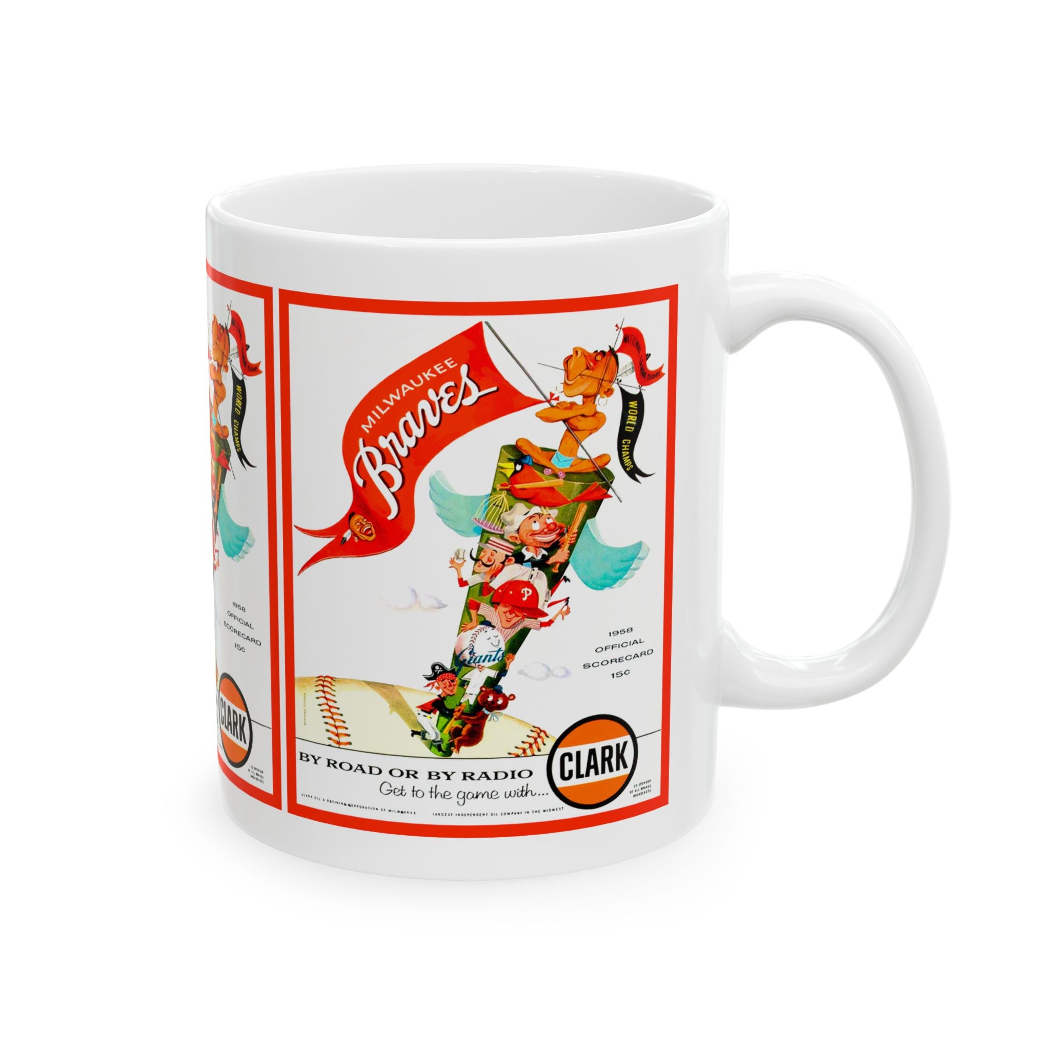 Ceramic Mug, 1958 Milwaukee Braves Baseball World Champions, Baseball Fan Gift, Sports Memorabilia, World Series Commemorative Cup, Baseball