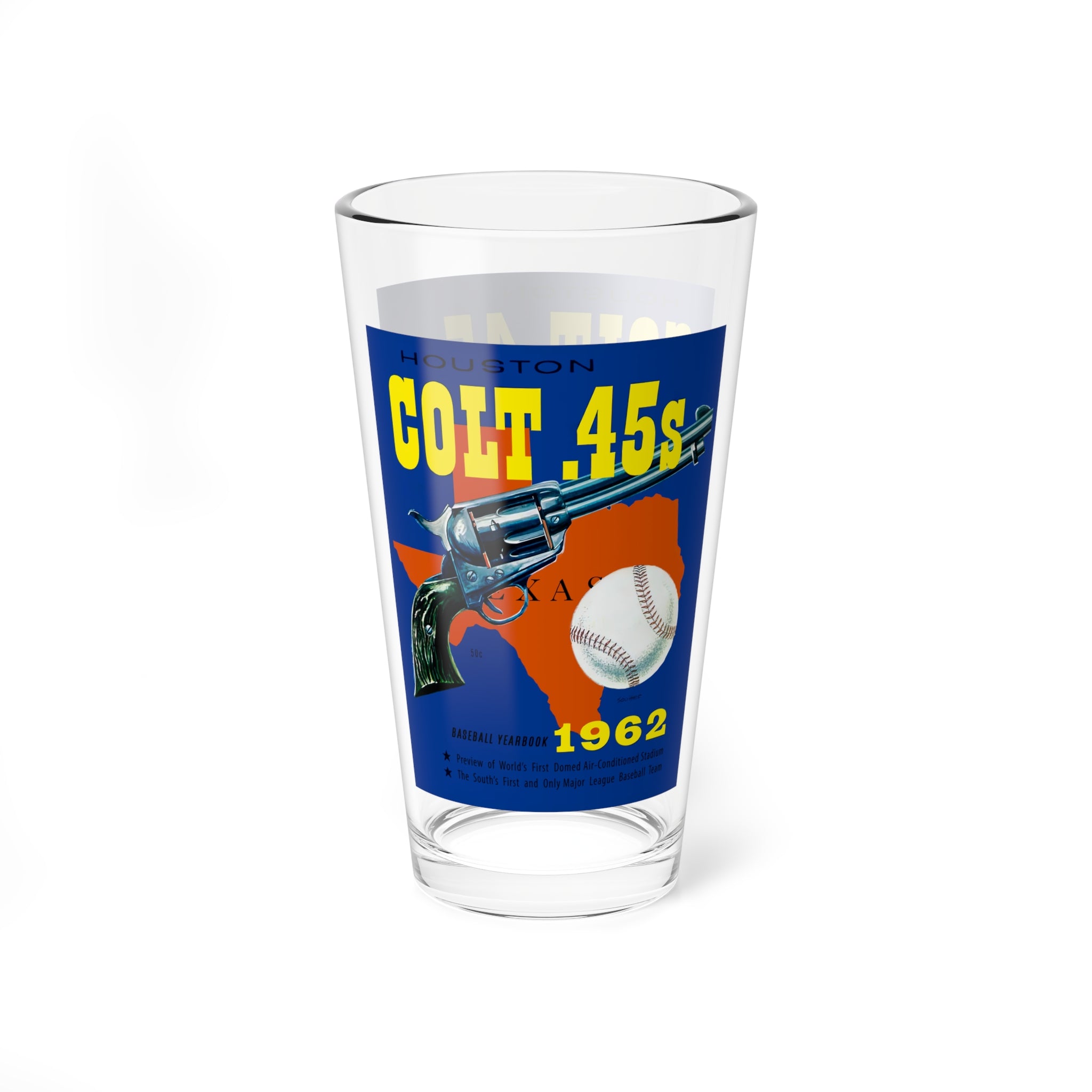 Mixing Glass, 16oz - Vintage 1962 Baseball Houston Colt 45s Memorabilia, Barware Gift, Collectible Cocktail Tumbler, Sports Fan Glass Cup,