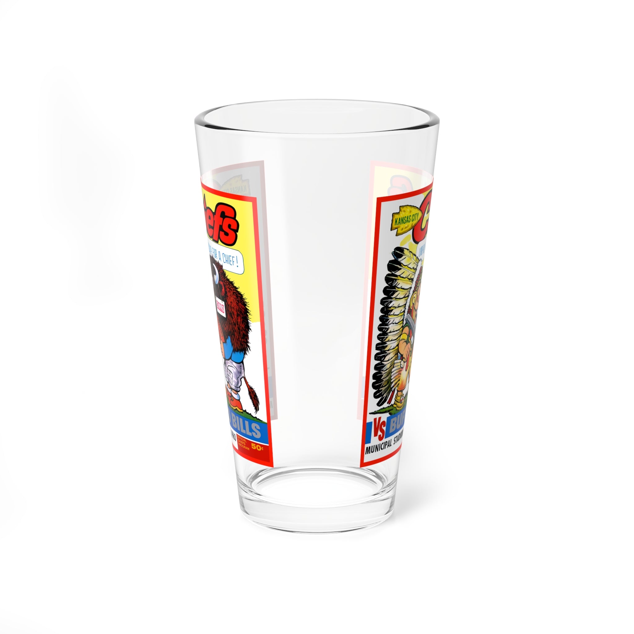 Mixing Glass, 16oz - Buffalo Bills vs Kansas City 1963 Football Game, Sports Fan Gift, Barware Decor, Football Enthusiast Mug, Football Game