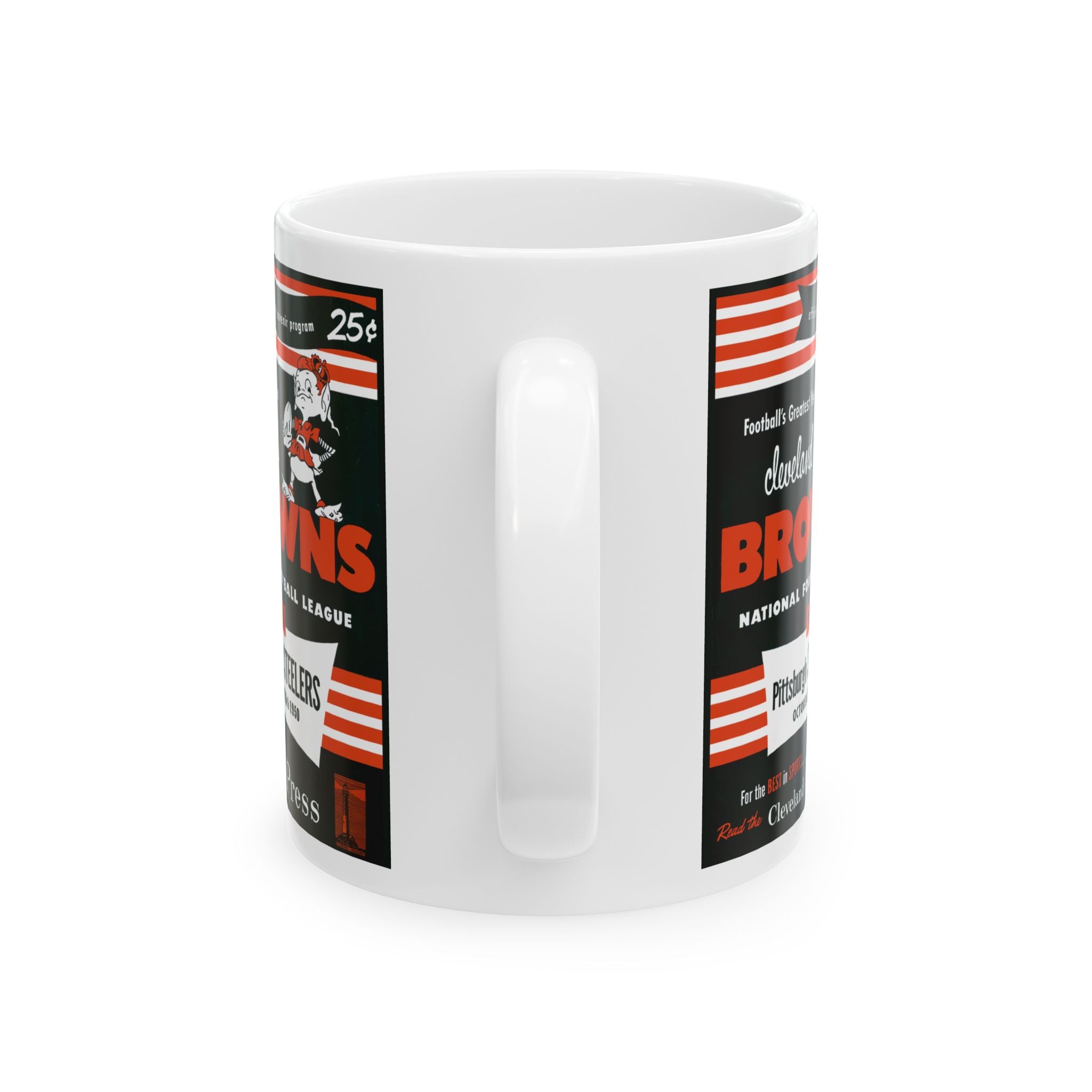 Football Rivalry Ceramic Mug, 1950 Vintage Browns Steelers Game Day Cup, Sports Fan Gift, Tailgate Party Decor, Coffee Tea Mugs