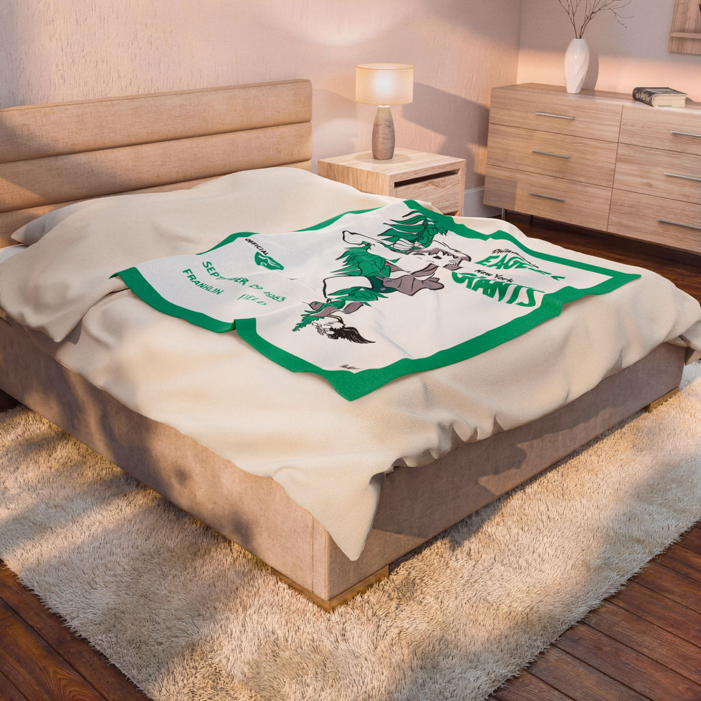 Football Plush Velveteen Blanket, Philadelphia Eagles New York Giants Fan Gift, Throw Blanket for Sports Enthusiasts, Game Day, Super Soft