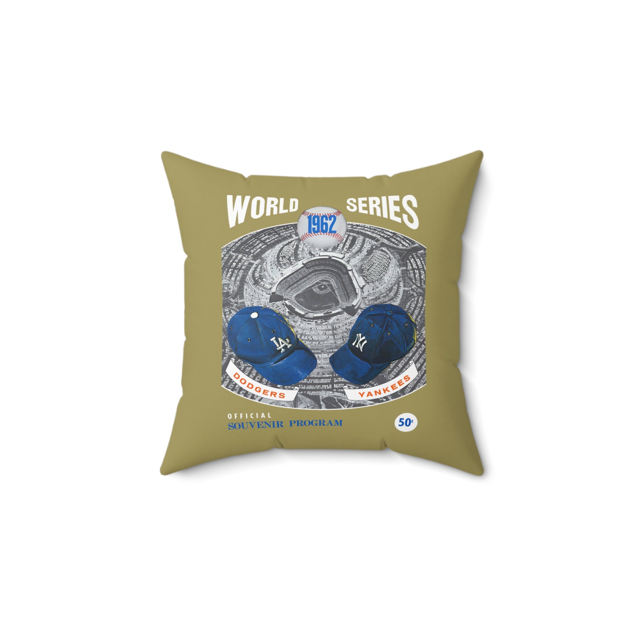 1962 Dodgers vs Yankees Phantom World Series Program Cover Square Indoor Pillow