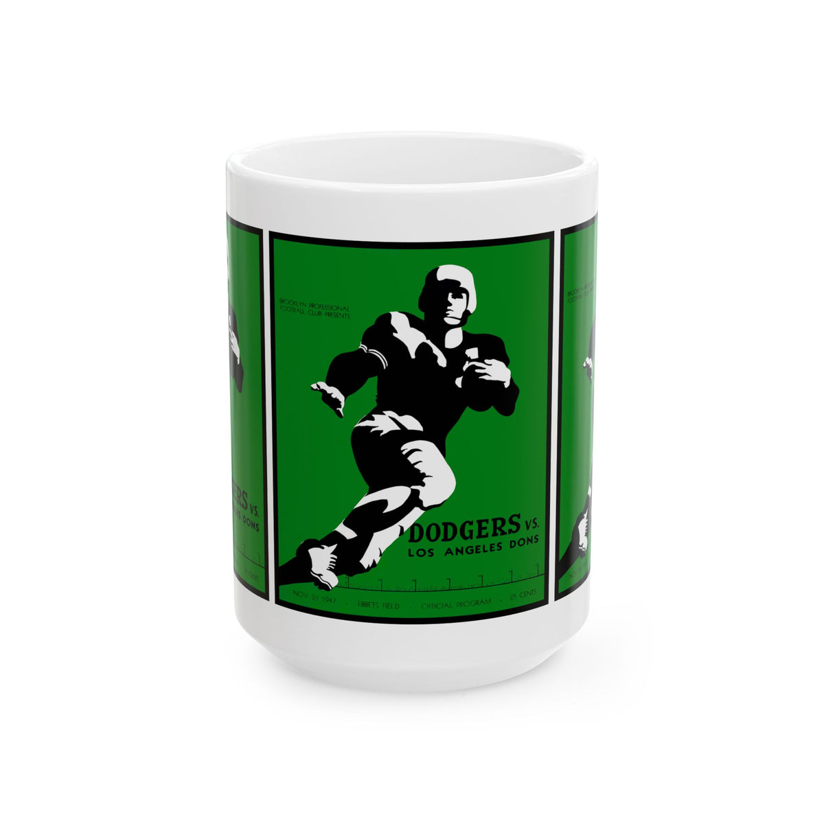 1947 Football Los Angeles Dons- Brooklyn Dodgers Program Cover Ceramic Mug — Vintage Football Design (11oz, 15oz)