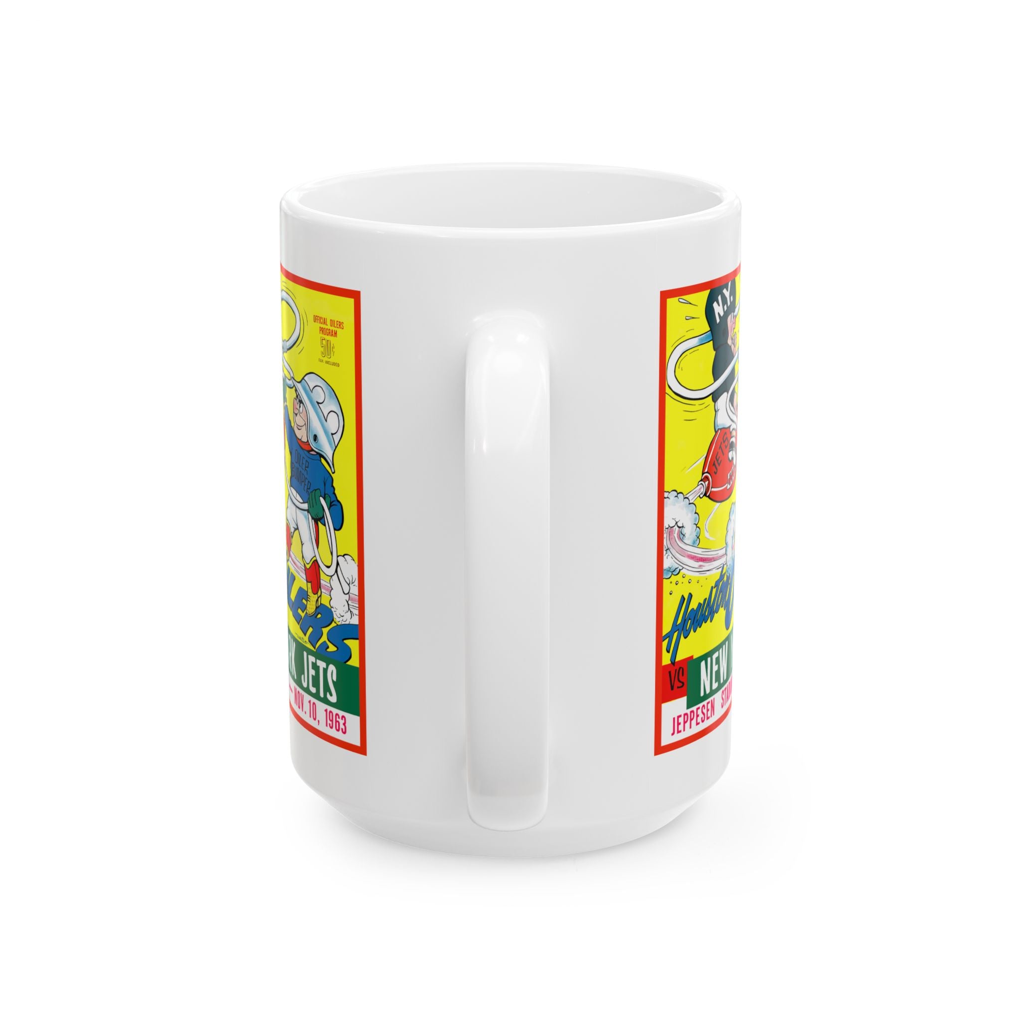 Vintage 1963 New York Jets Football Houston Oilers Ceramic Mug, Sports Fan Gift, Football Memorabilia, Gift for Him, Coffee Cup