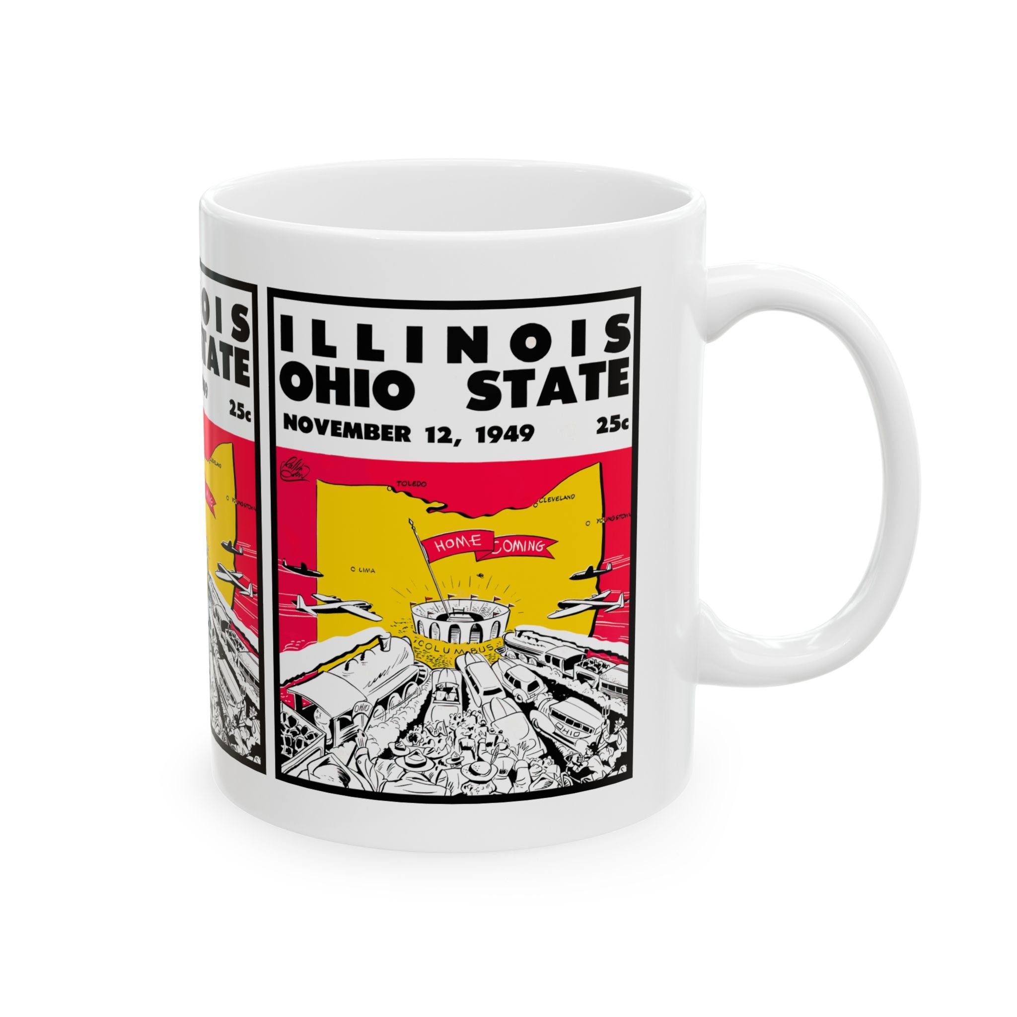 1949 Vintage Illinois - Ohio State Football Program Cover- Ceramic Mug, 11oz