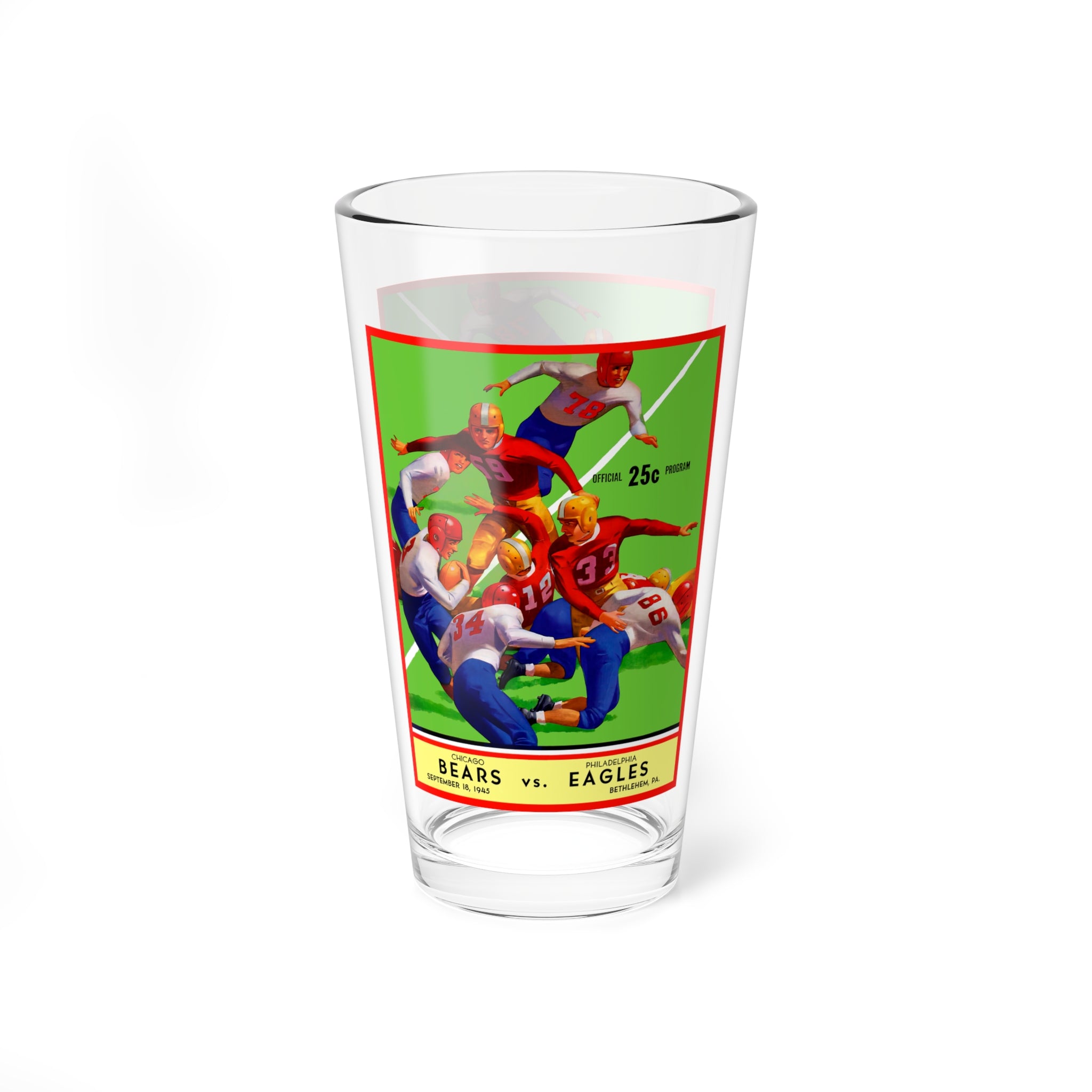 1945 Football Bears Eagles Mixing Glass 16oz | Vintage Sports Bar Glass