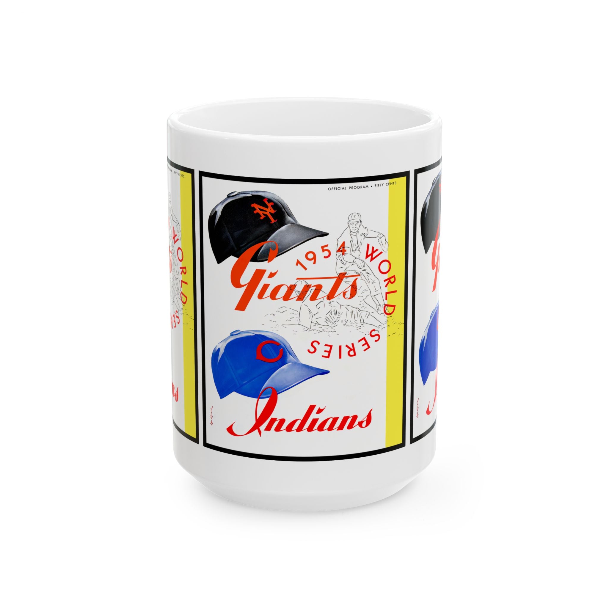 Baseball World Series Ceramic Mug, 1954 New York Giants-Cleveland, Sports Fan Gift, Collectible Cup, Vintage Baseball Memorabilia, Coffee