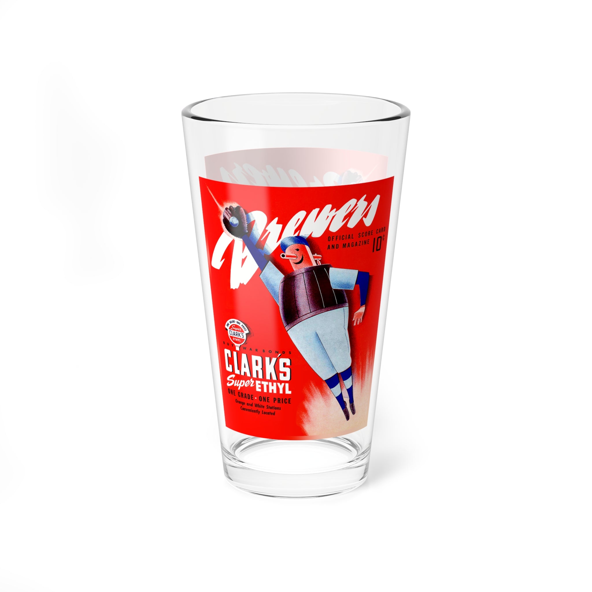 Mixing Glass, 16oz - Vintage 1944 Baseball Milwaukee Brewers Fan Gift, Unique Barware for Sports Enthusiasts - Mug, Beer Mug, Glassware,