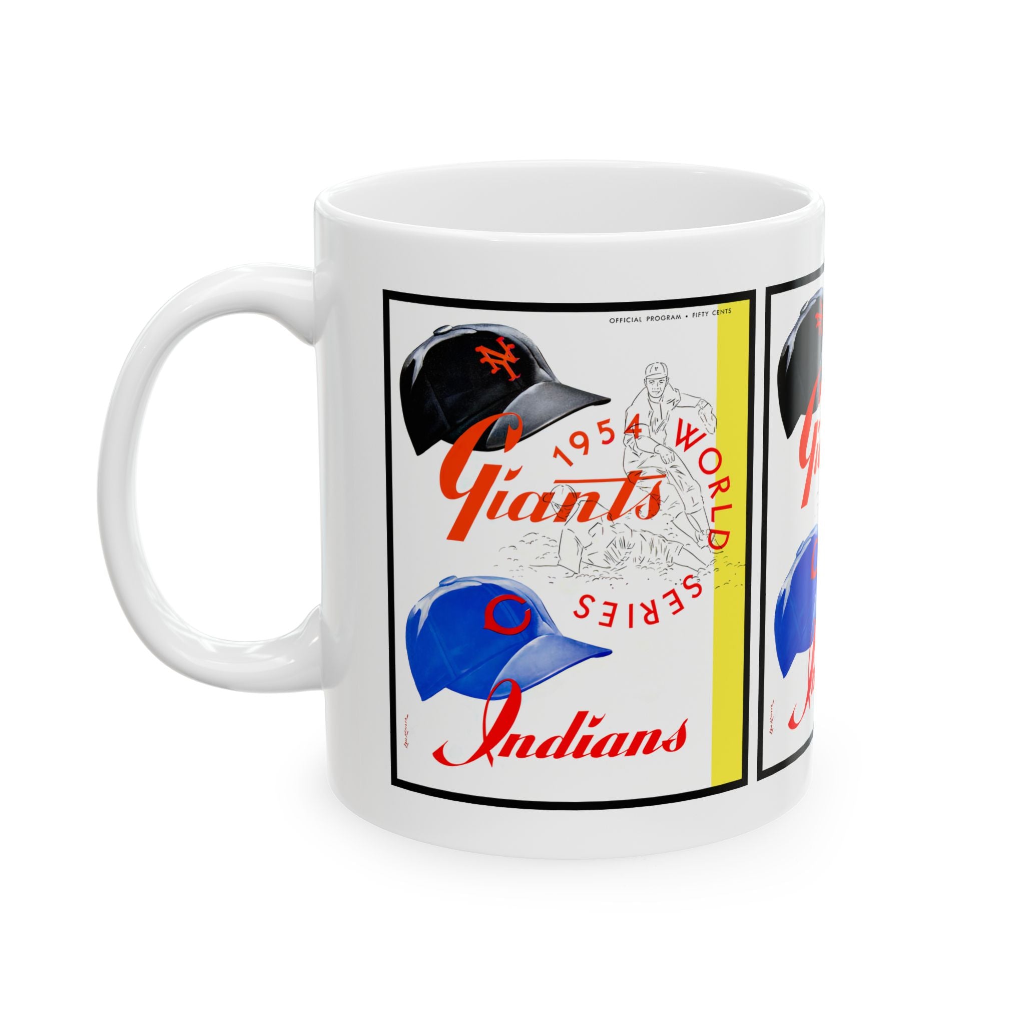Baseball World Series Ceramic Mug, 1954 New York Giants-Cleveland, Sports Fan Gift, Collectible Cup, Vintage Baseball Memorabilia, Coffee