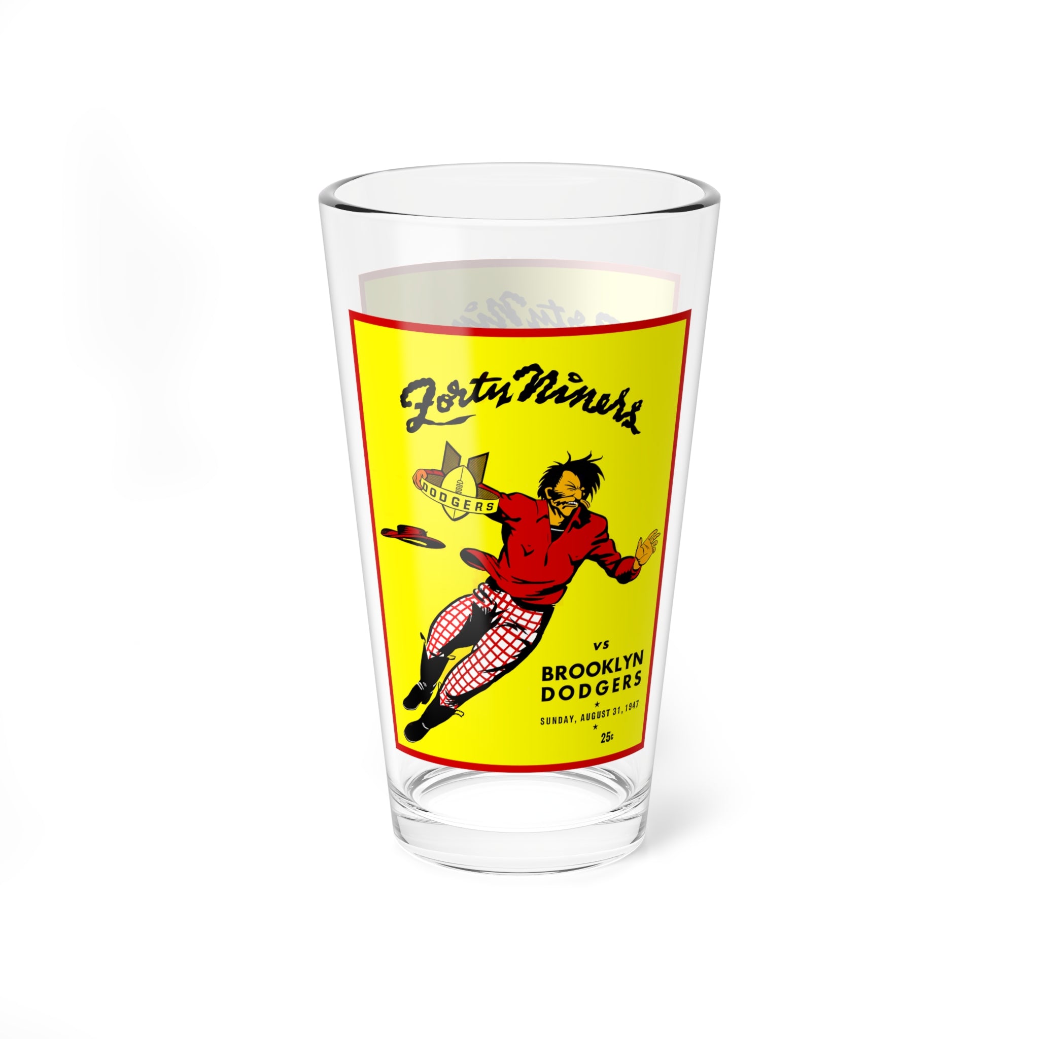 Mixing Glass, 16oz - 1947 Football San Francisco 49ers-Brooklyn Dodgers, Vintage Sports Barware Gift, NFL Memorabilia Decor, Game Day Party