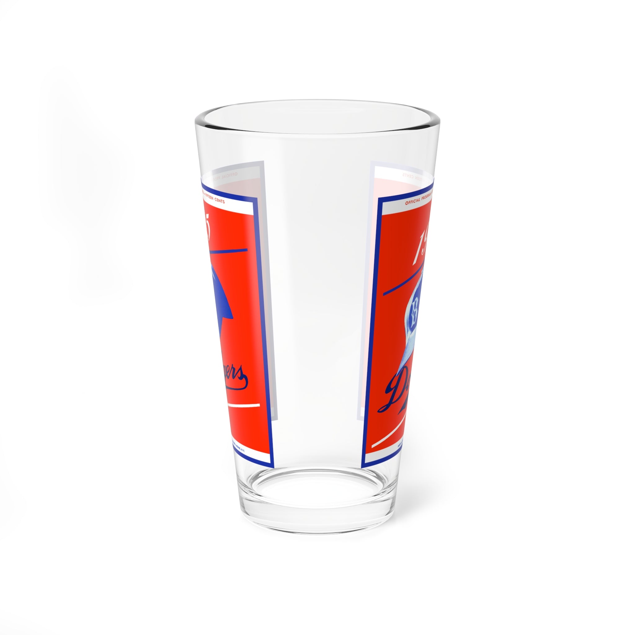 1955 Brooklyn Dodgers Mixing Glass — 16oz Baseball Barware