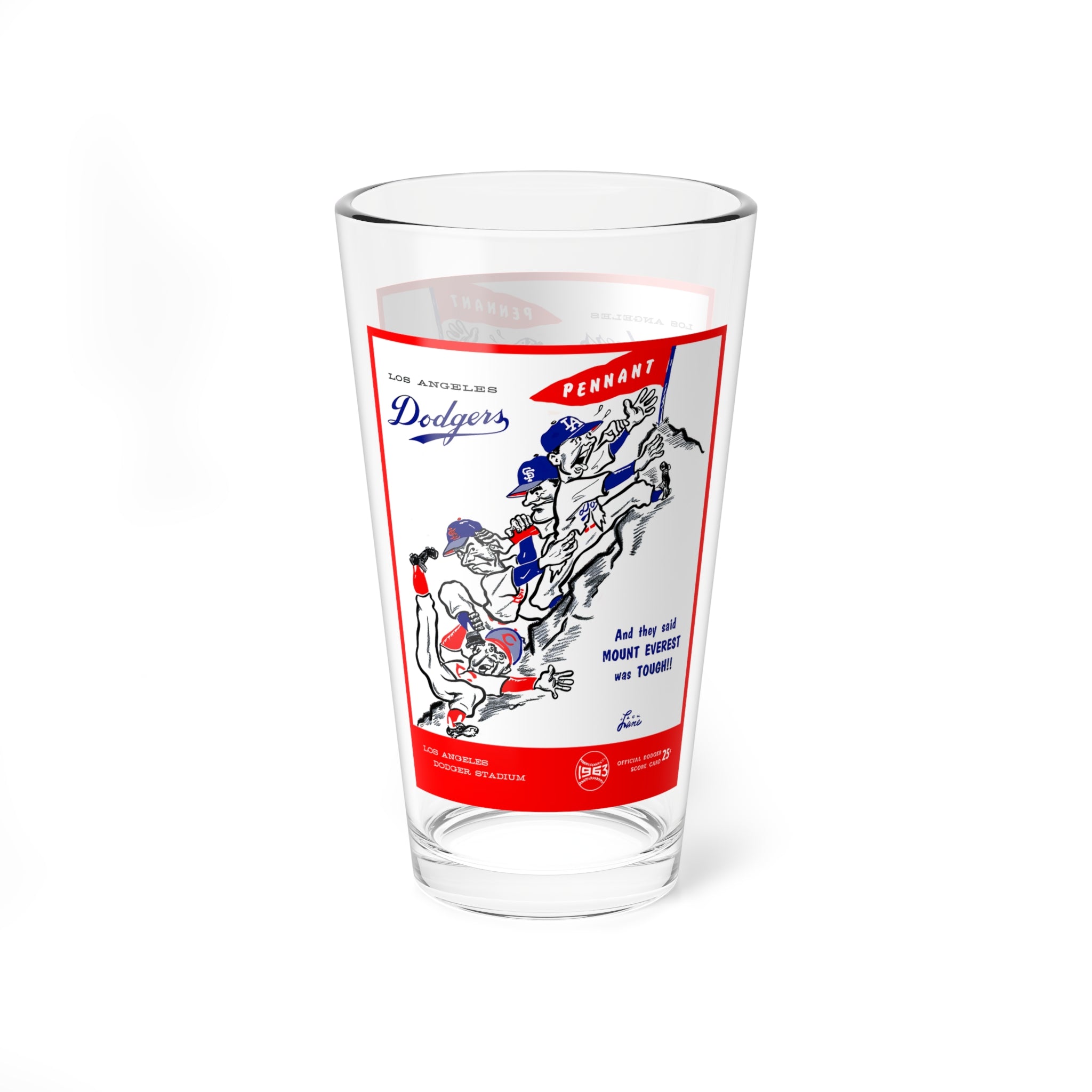 1963 Vintage Los Angeles Baseball Retro Pennant 16oz Mixing Glass