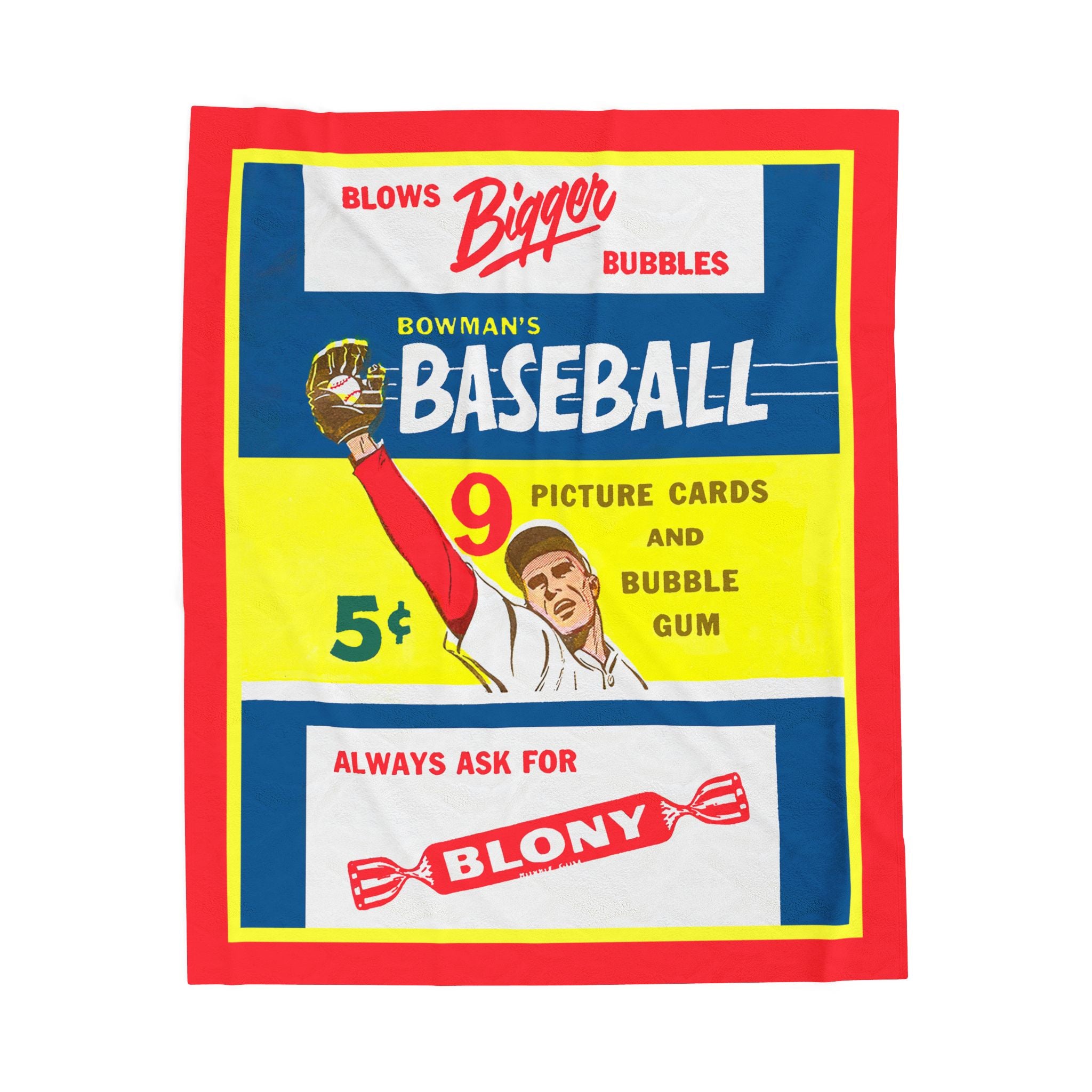 Velveteen Plush Blanket, Throw Blanket, Sports Memorabilia, Baseball Blanket, Cozy Home Decor, 1955 Bowman's Baseball Cards