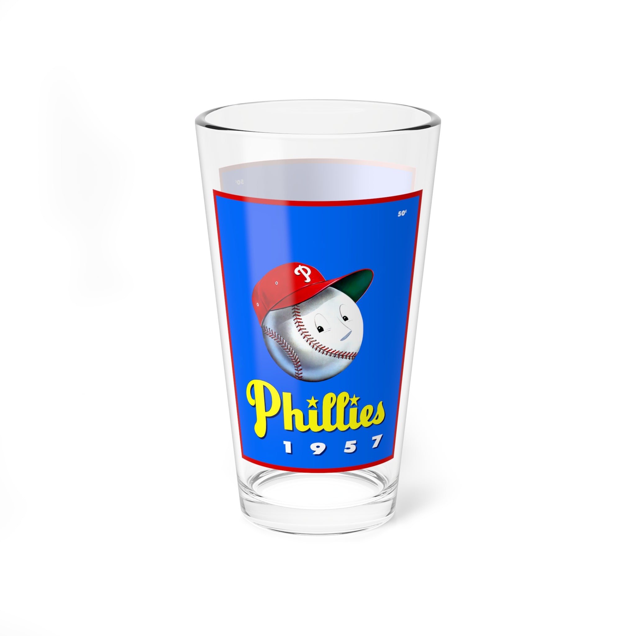 Mixing Glass, 16oz - 1957 Baseball Philadelphia Phillies Yearbook, Unique Barware Gift, Vintage Sports Fan Glassware, Baseball Memorabilia,
